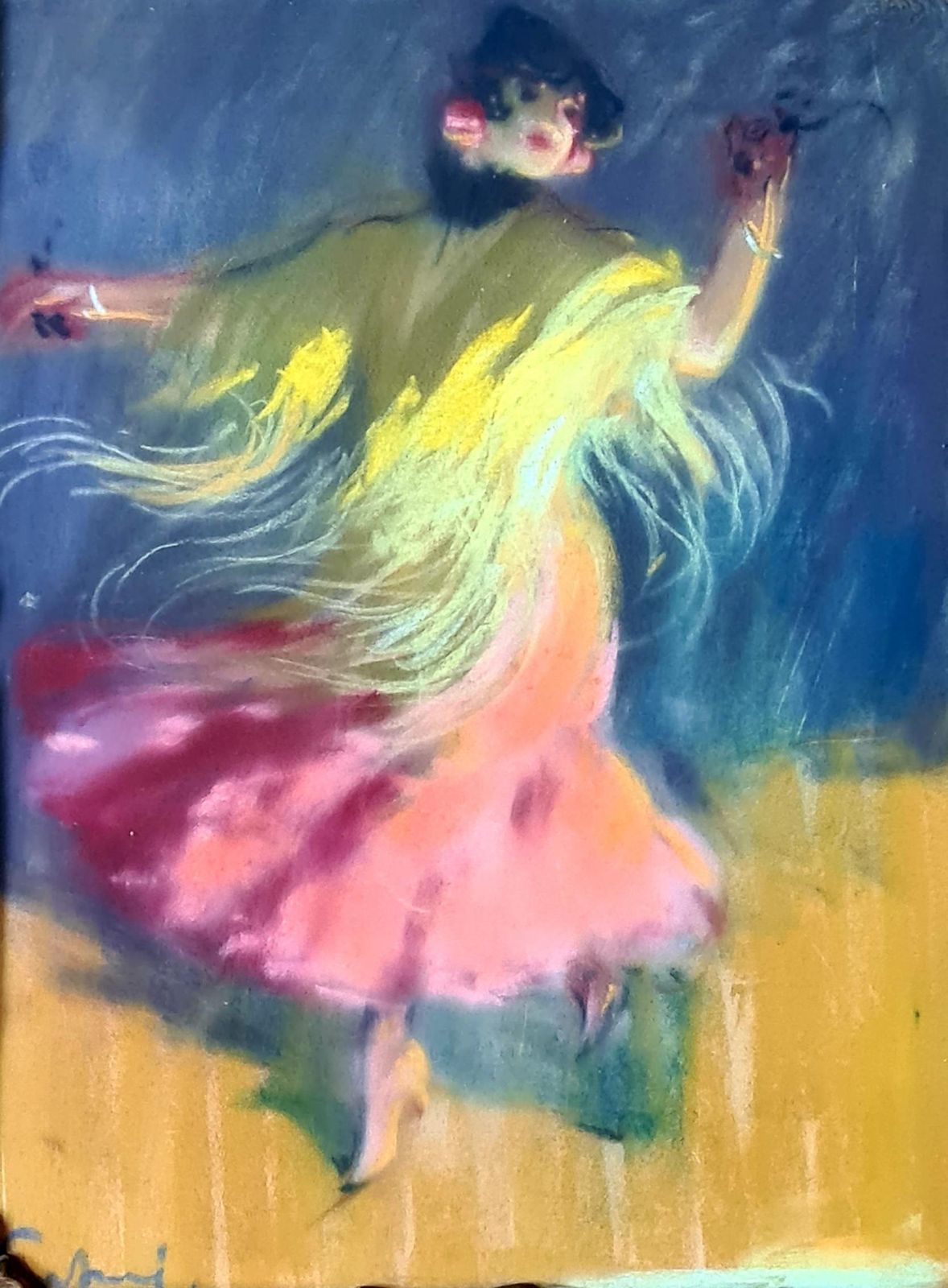 Flamenco Dancer, Belle Epoque Romantic Pastel Portrait, Conchita De Cadiz, 1900s, By Louis Ernest Fortuné Andrieux, Dit Fortuney, photo furniture