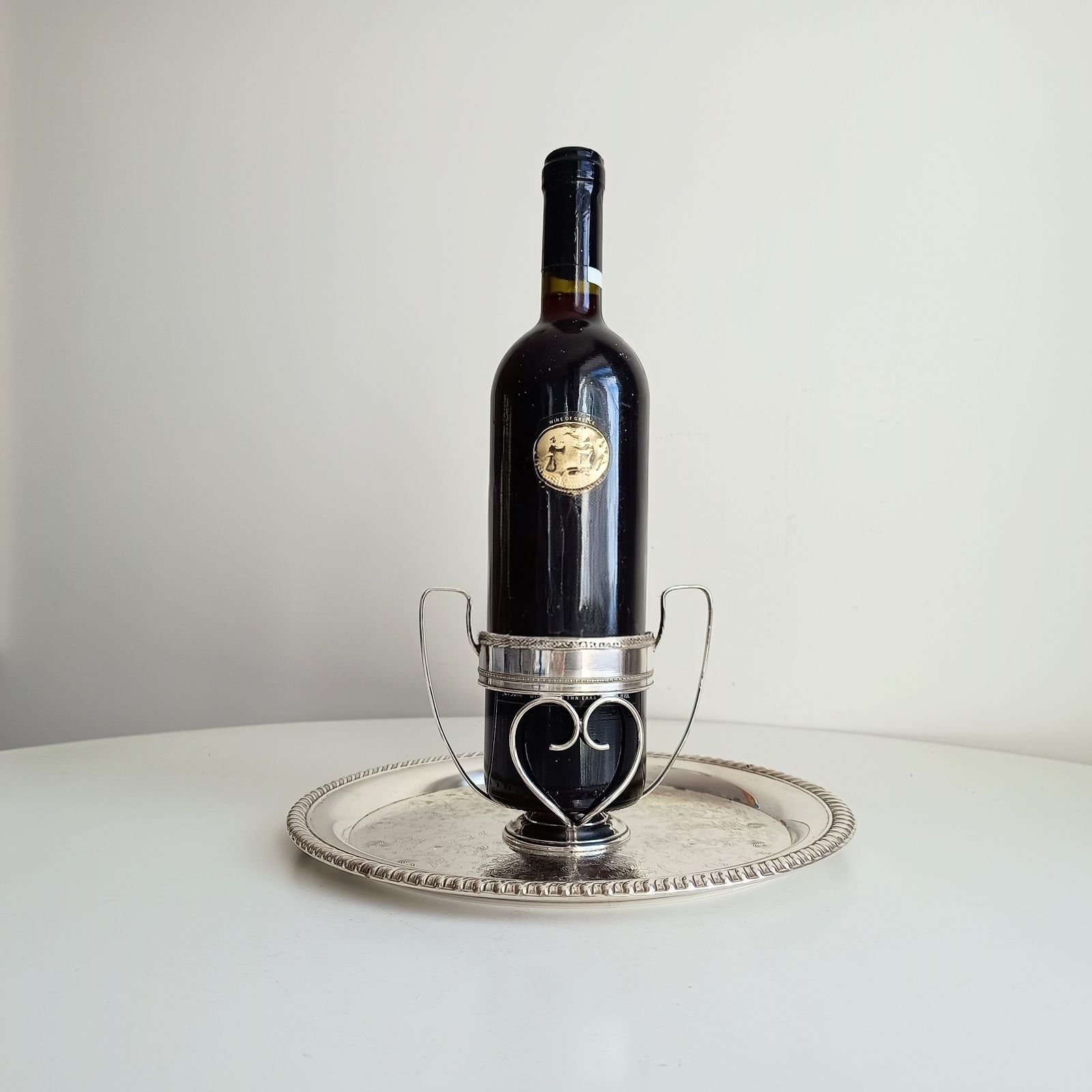 Silver Plate Neo Classical Red Wine Bottle Display Stand, Georgian Style photo for sale
