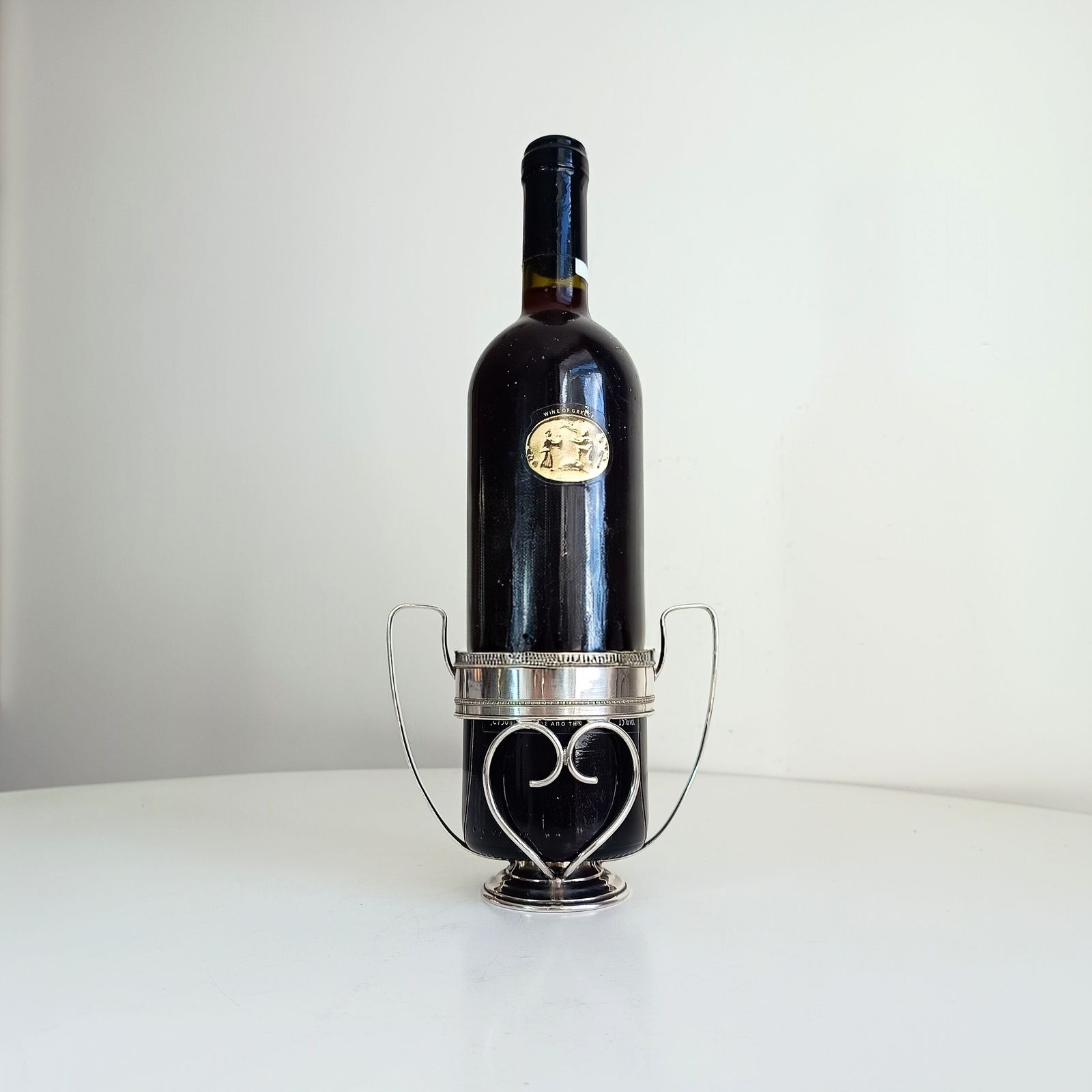 photo for sale Silver Plate Neo Classical Red Wine Bottle Display Stand, Georgian Style