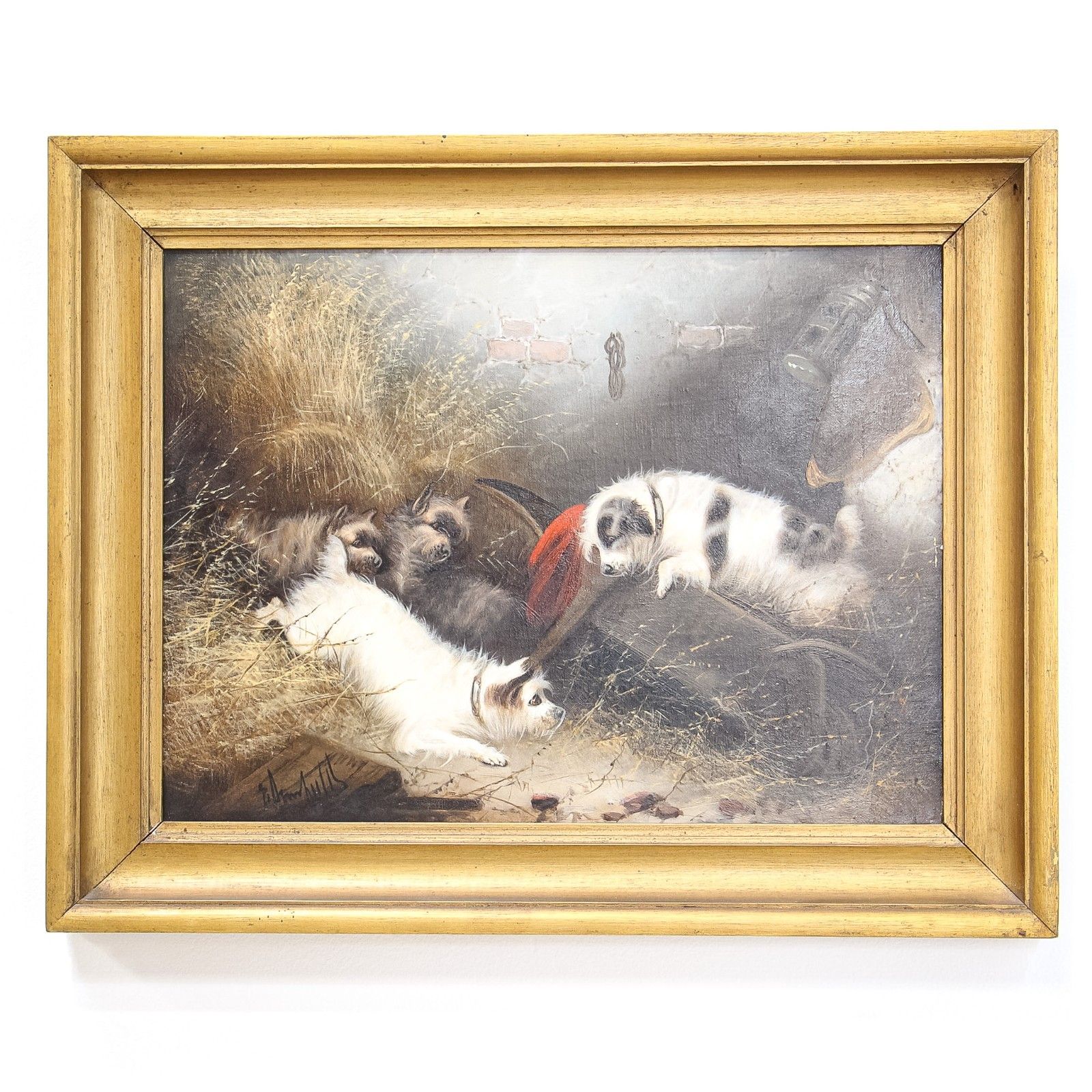 Pair Of Oil Paintings Of Terrier Dogs By Edward Armfield photo furniture