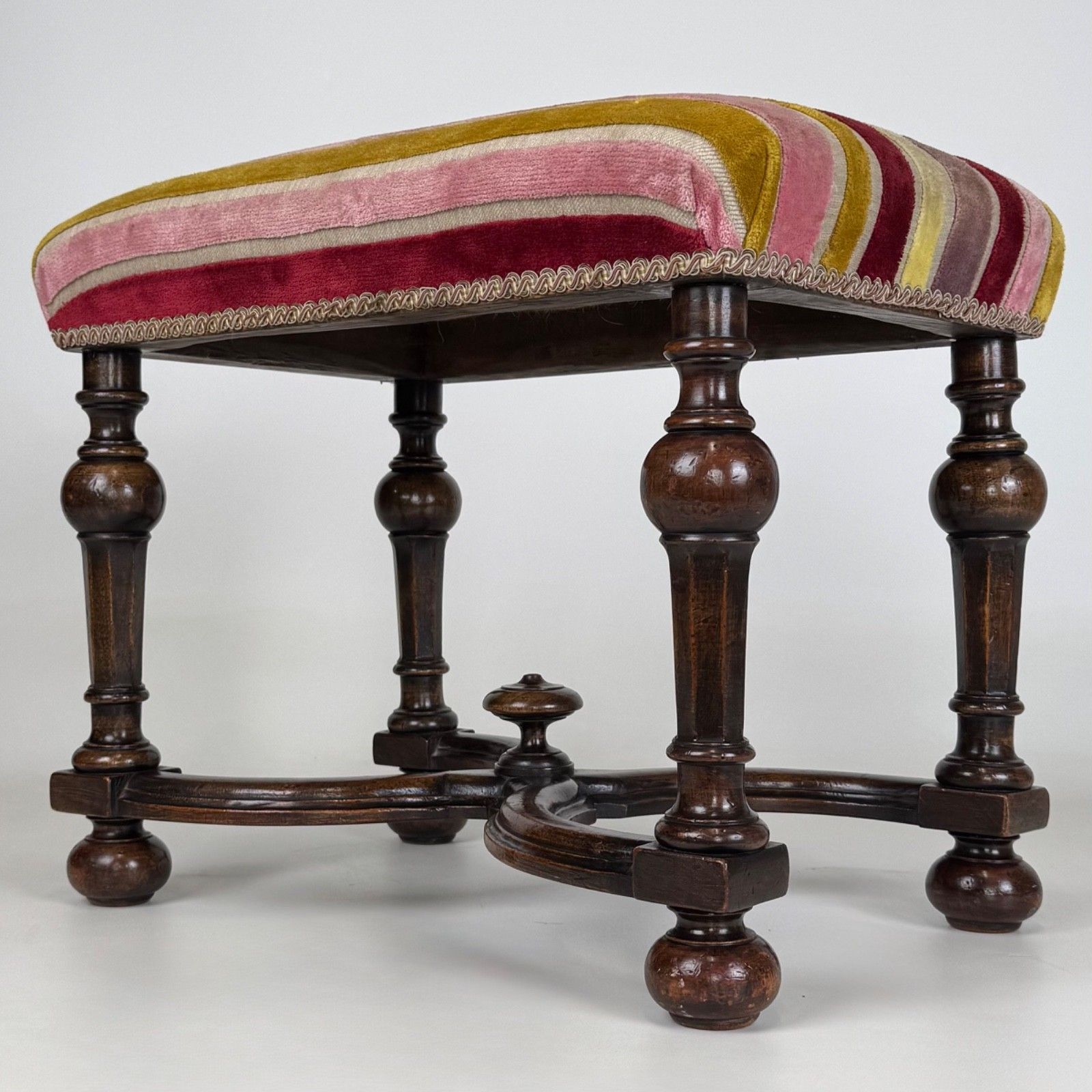 Antique 19th Century William And Mary Style Stool In Mahogany photo furniture