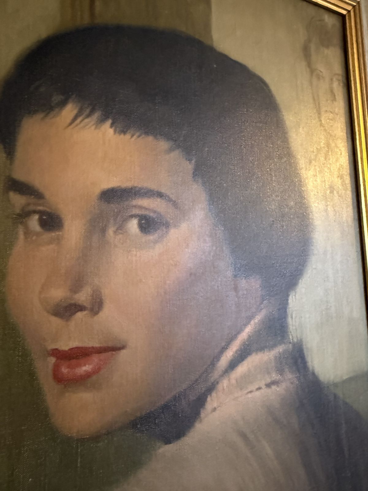 Mid Century Painting Of A Beautiful Women photo for sale