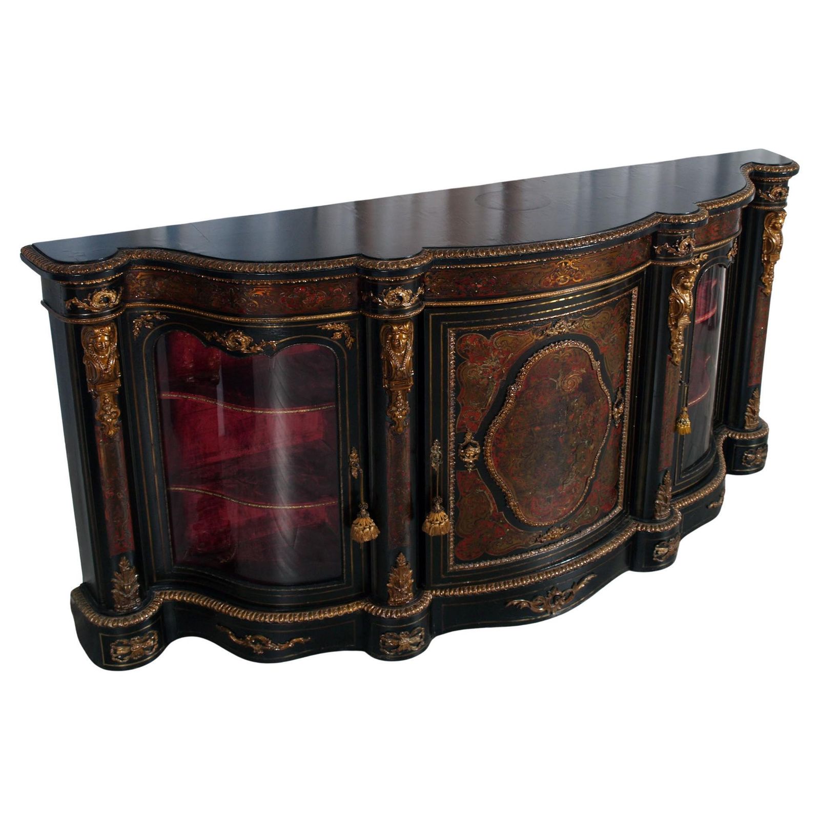 20th Cent French Boulle Style Sideboard With Brass Inlay And Gilt Bronze Mounts photo 9500.0