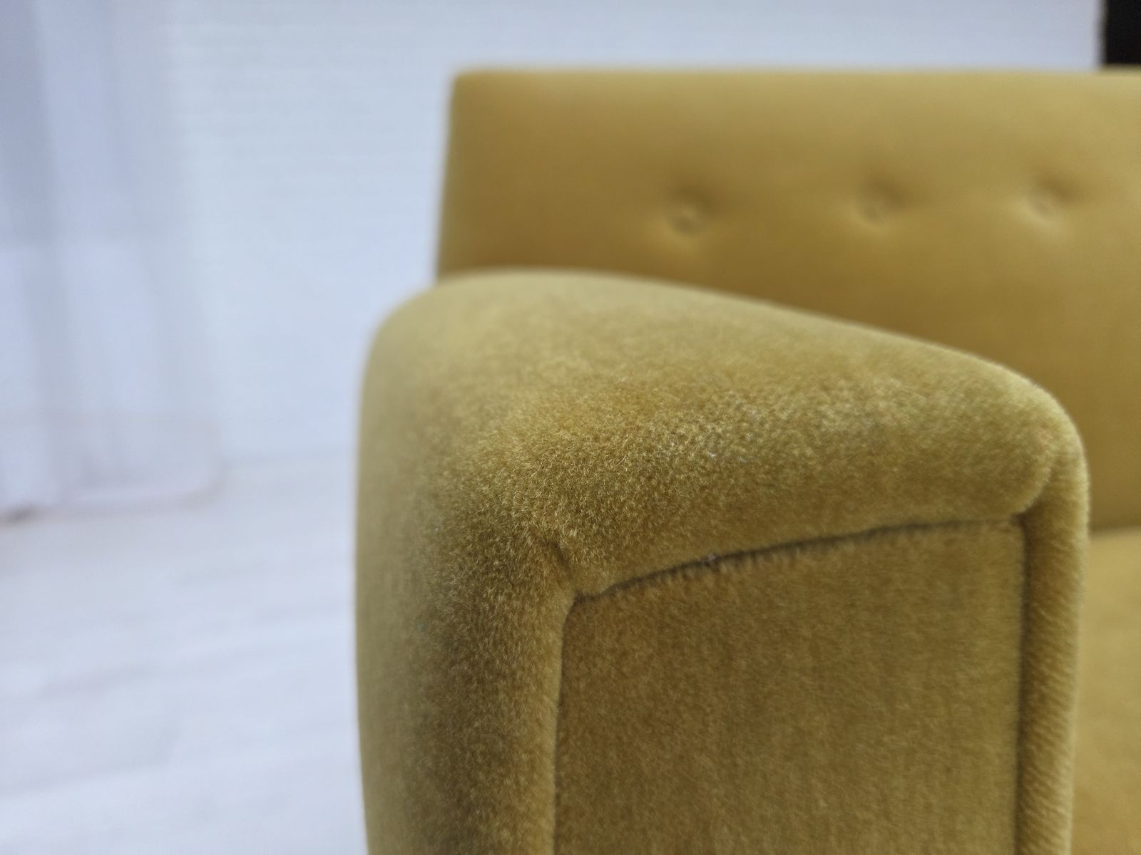 1970s, Danish 3 Seater Sofa, Original Light Green Furniture Velour. photo Furniture