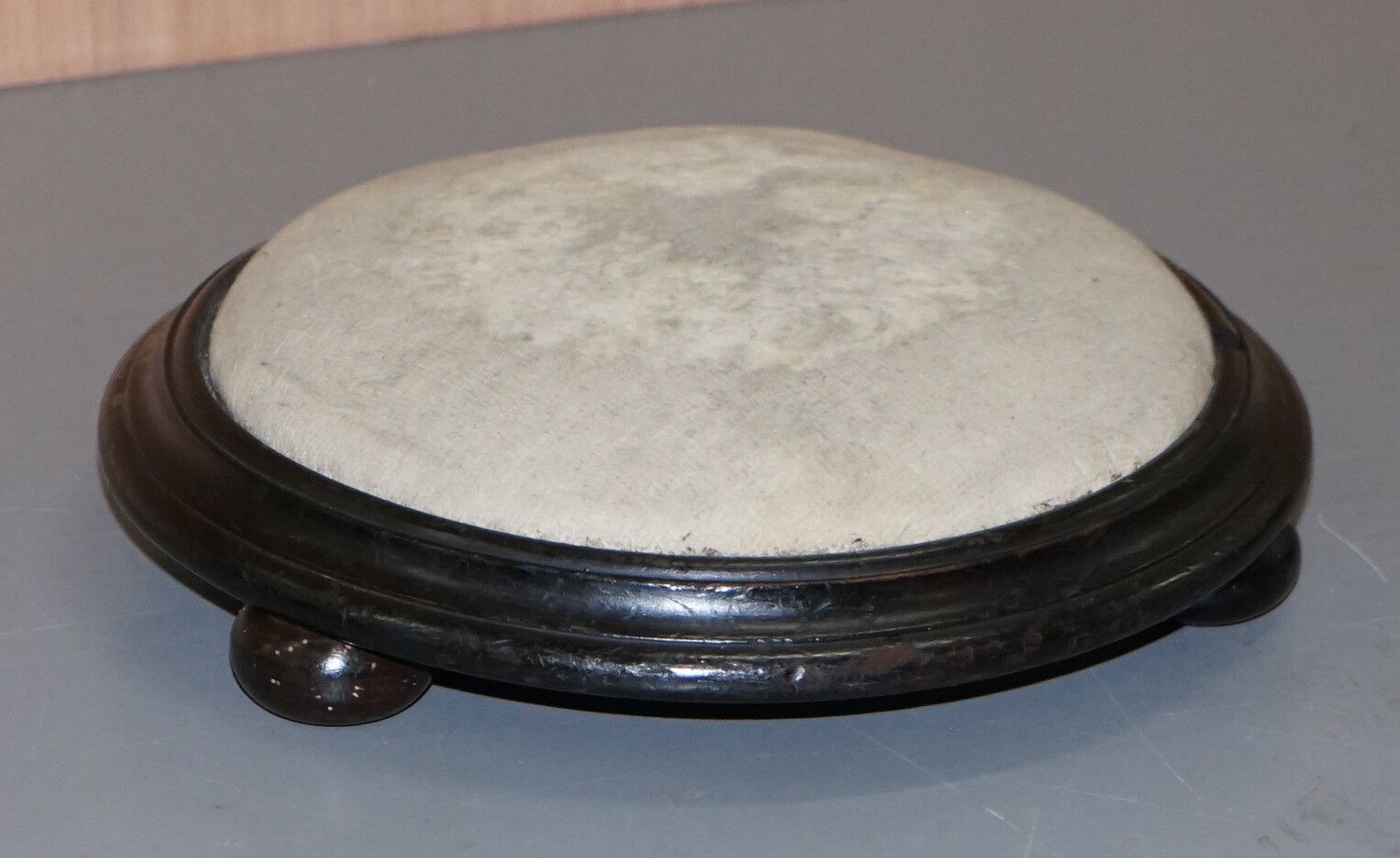 Very Small Georgian Circa 1800 Footstool Round Mahogany Frame Original Fabric photo Furniture