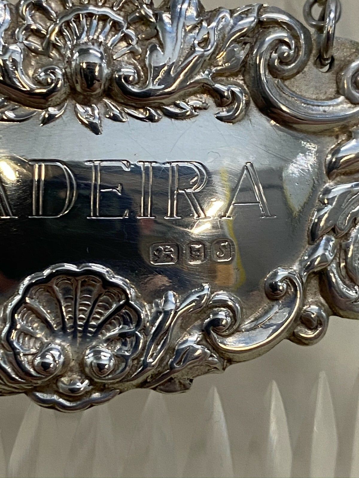 photo furniture Sweet Antique Cut Glass Crystal Decanter Jug Maderia Sterling Hanging Label 1973