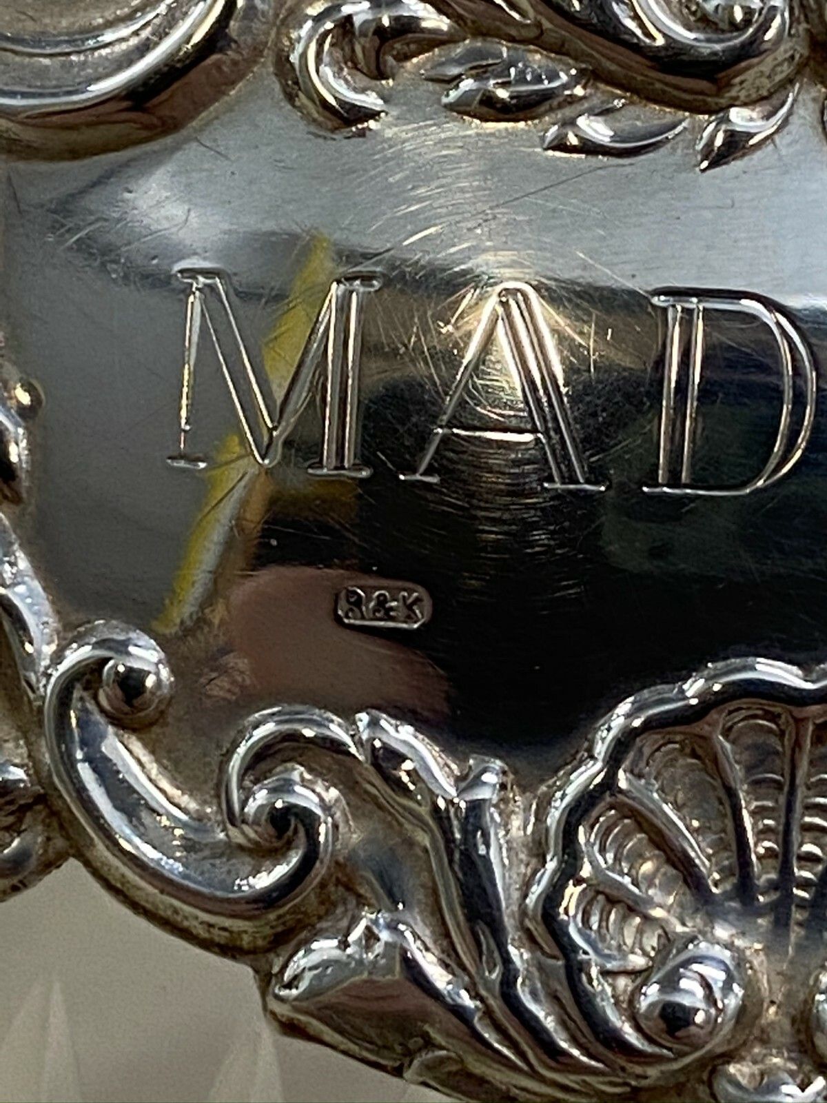 photo for sale Sweet Antique Cut Glass Crystal Decanter Jug Maderia Sterling Hanging Label 1973