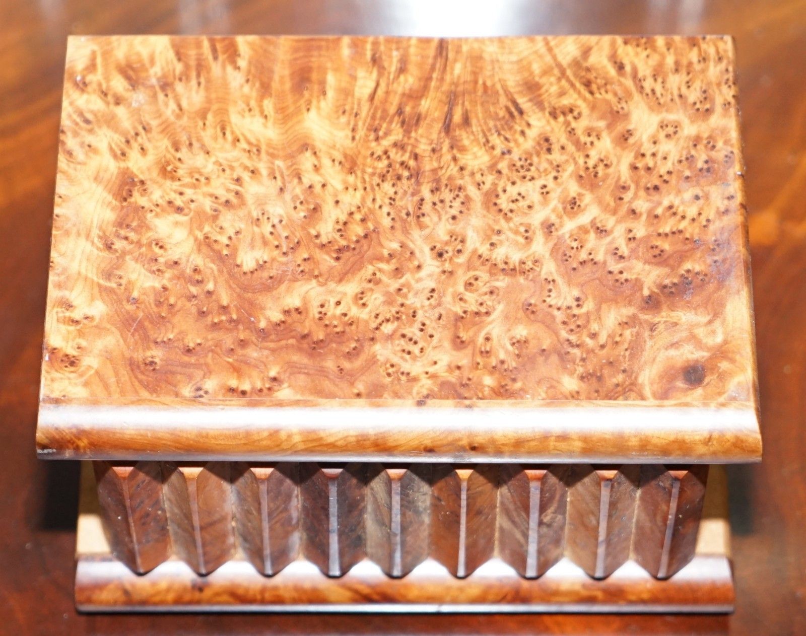 Lovely Antique Hand Made Burr Walnut Trinket Jewellery Box Stunning Patina photo for sale