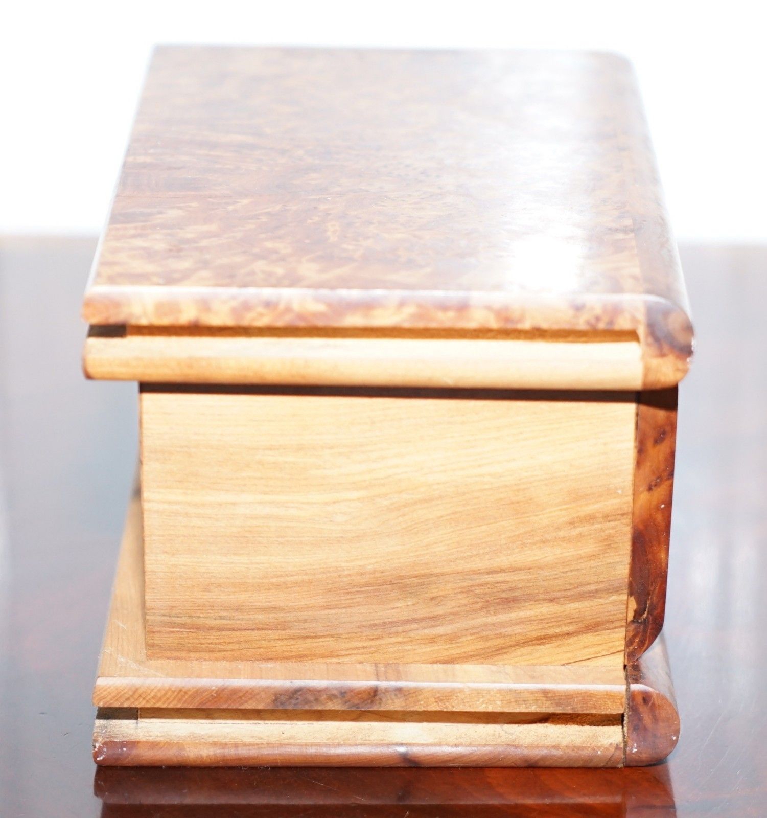Lovely Antique Hand Made Burr Walnut Trinket Jewellery Box Stunning Patina photo buy