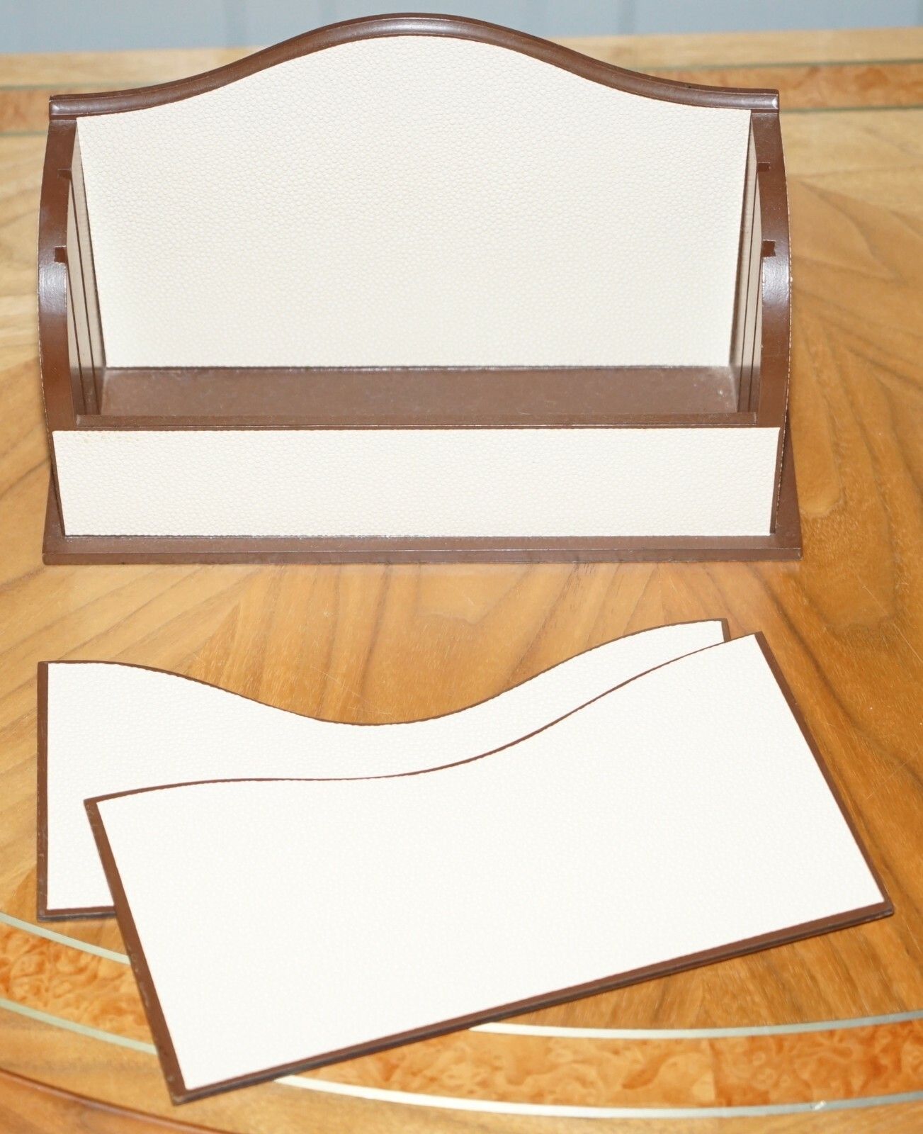 New Pair Of Desk Accessories Faux Shagreen Sharkor Ray Skin Pen Pot & Desk Tidy photo vintage