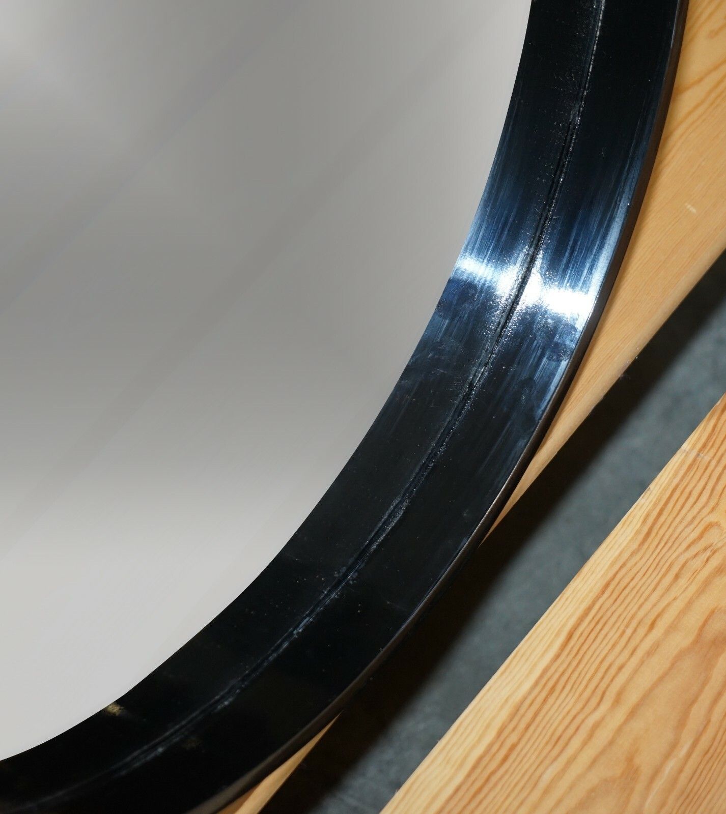 1 Of 7 Ebonised Black Round Wall Mirrors 65cm Wide, Lovely Display Pieces photo 100.0