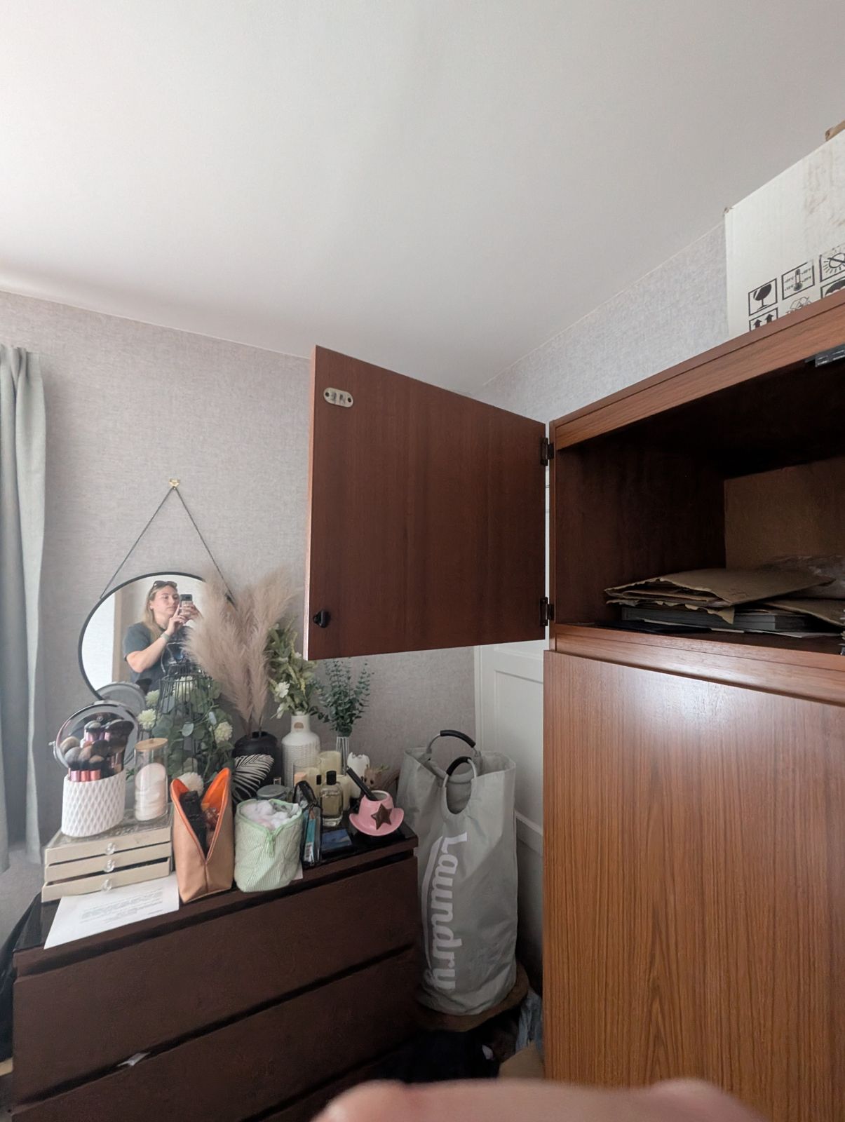 Schreiber Wood Wardrobe, Mid 20th Century photo vintage