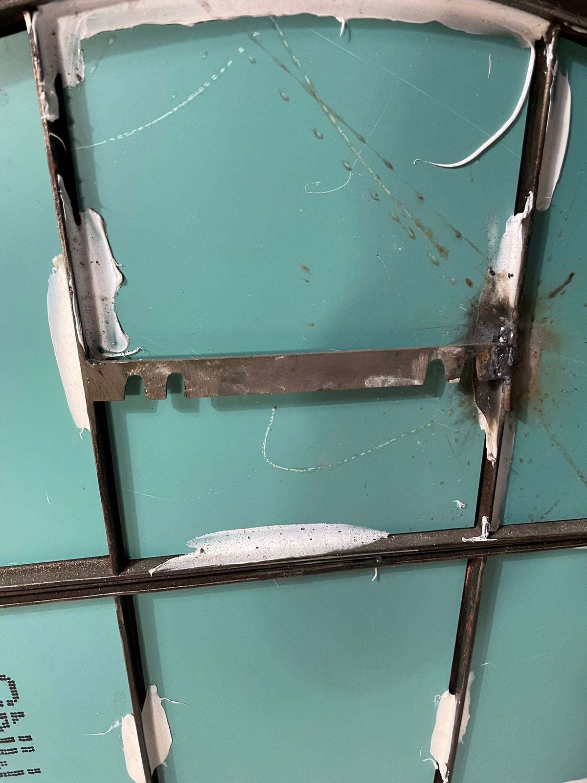 Industrial Iron Mirror With Patina, Czechoslovakia, 1960s photo for sale