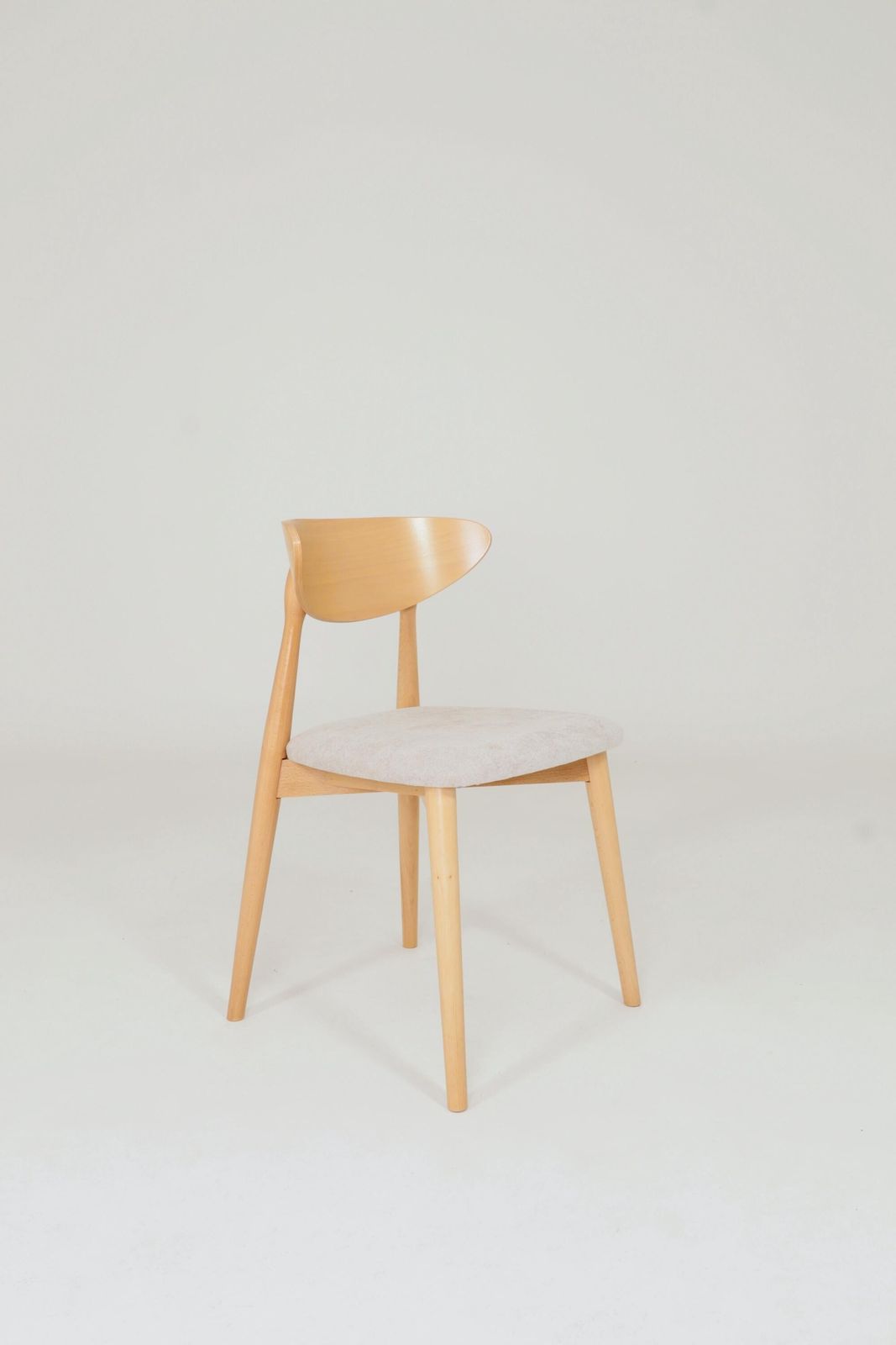 Modern Set Of 6 Dining Chairs, Ecru Farbic And Natural Beech Wood photo buy