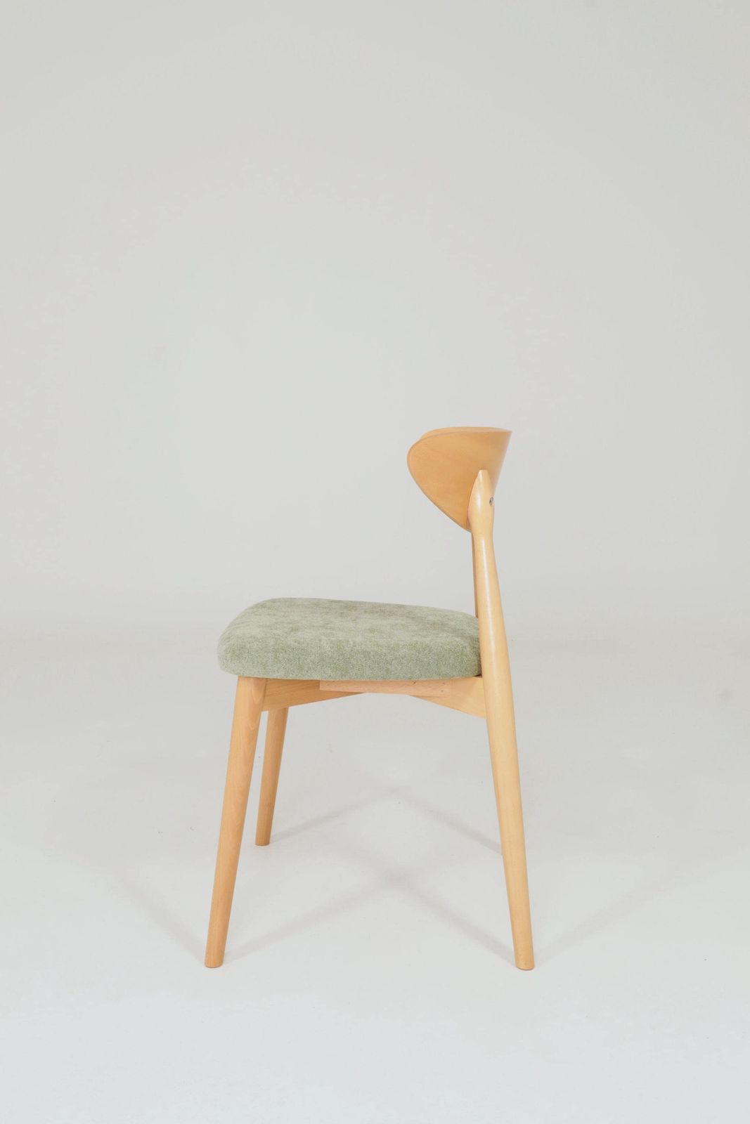 Modern Set Of 6 Dining Chairs, Sage Farbic And Natural Beech Wood photo buy
