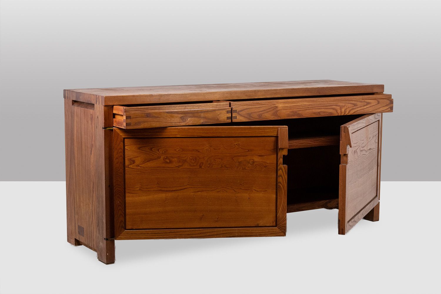 Pierre Chapo. Buffet Model “R08” In Blond Elm, With 2 Doors. Circa 1964 photo vinterior