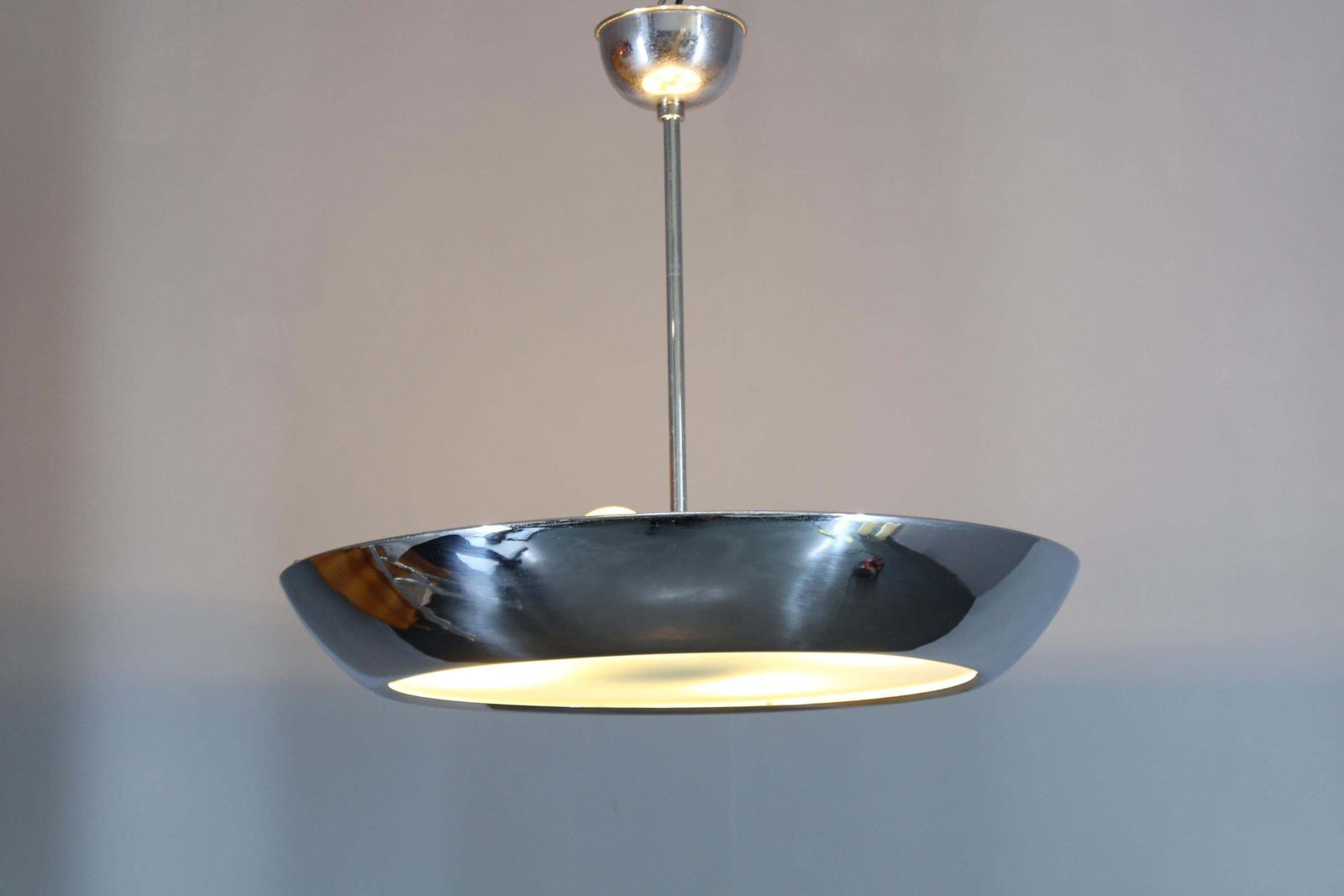 1930s Bauhaus  Chrome Plated Chandelier "Ufo" By Josef Hurka For Napako photo vintage