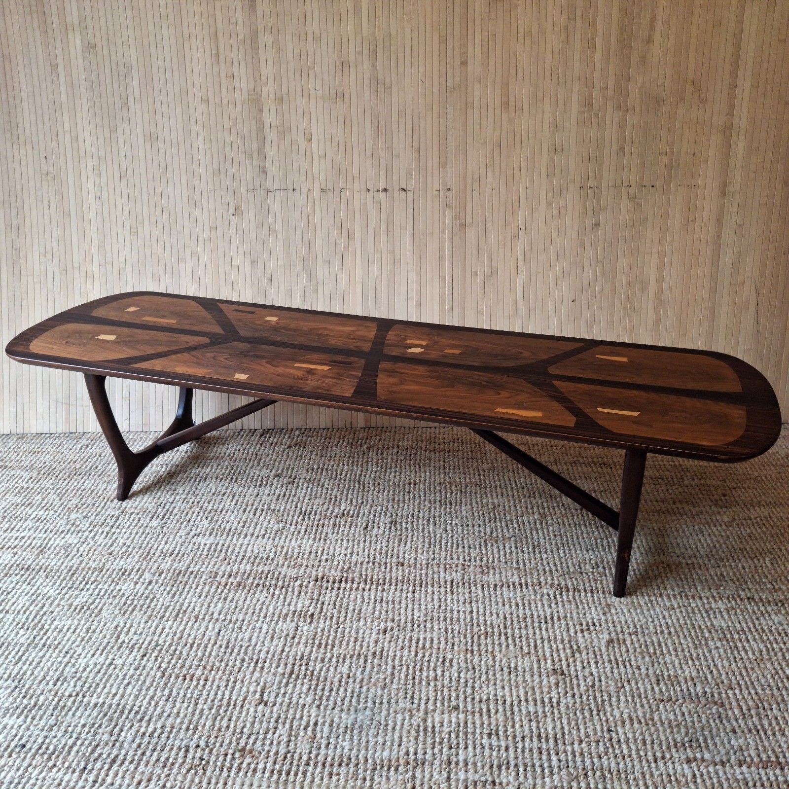 photo buy Fab Vintage Mid Century 50s 60s Everest Heals Long Tom Marquetry Coffee Table