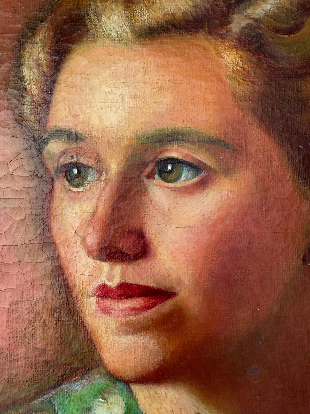 Francesc Domingo Segura – Portret Van Een Dame Met Een Rode Waaier, Olieverf Op Doek, Ca. 1945 photo 1600.0