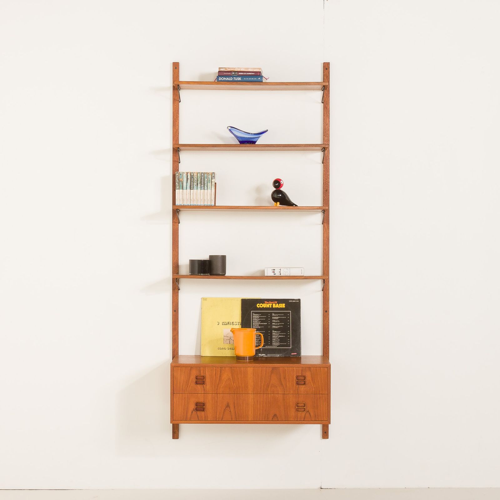 Scandinavian Vintage Teak Wall Unit, Denmark 1970s photo furniture