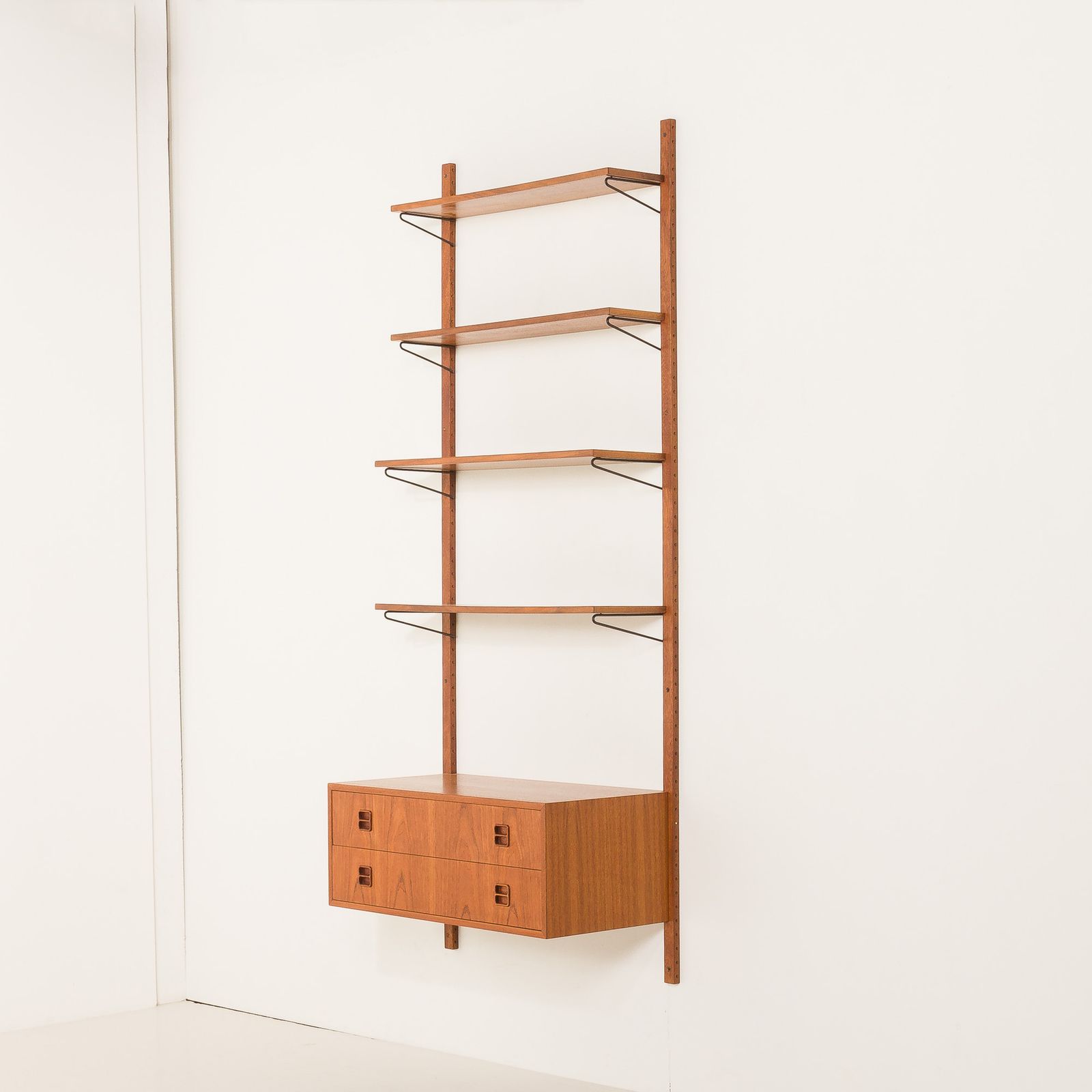 Scandinavian Vintage Teak Wall Unit, Denmark 1970s photo for sale