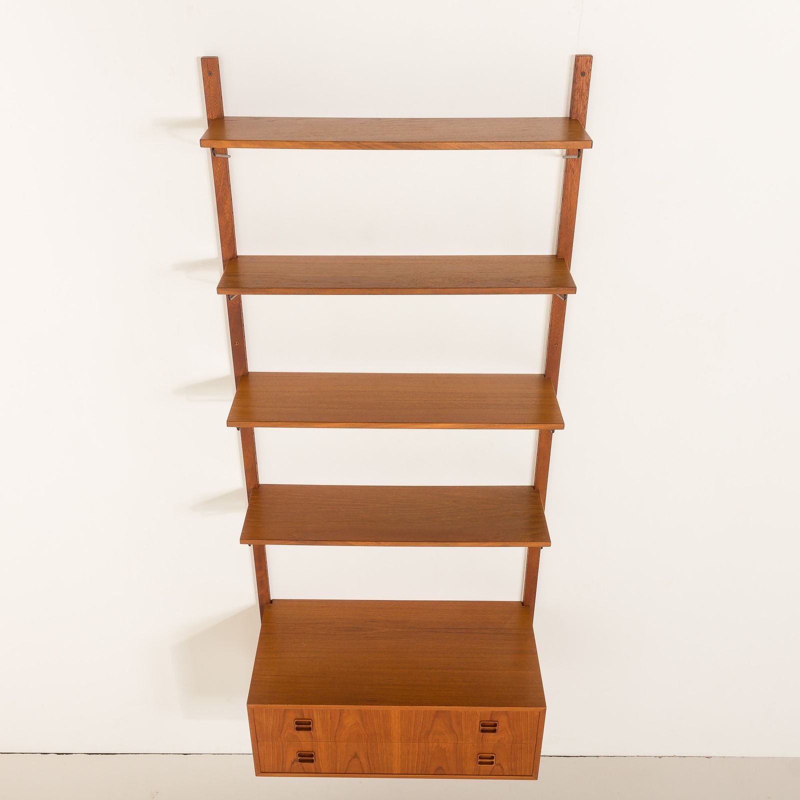 Scandinavian Vintage Teak Wall Unit, Denmark 1970s photo vinterior