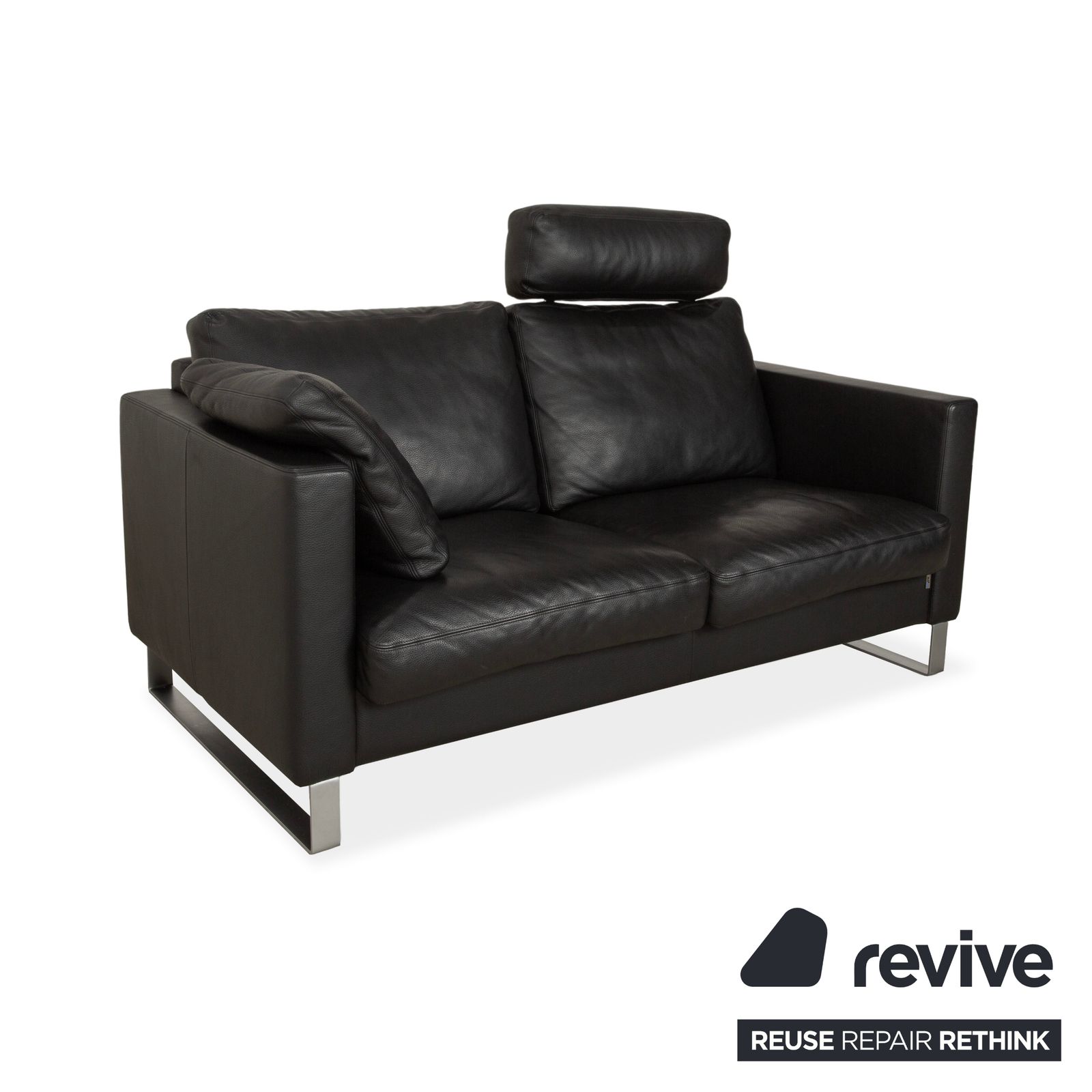 Canapé 2 places Erpo CL 500 en cuir noir, avec appuie-tête à réglage manuel photo Mobilier