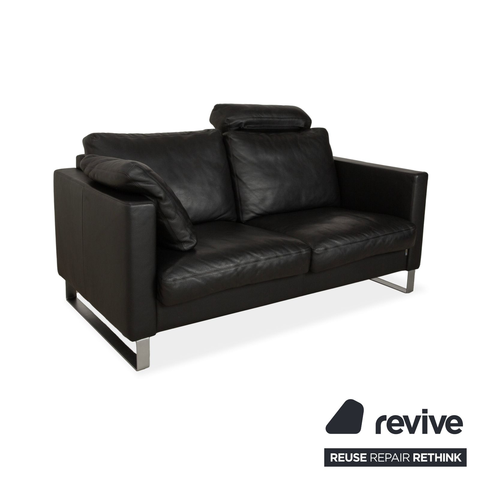 Canapé 2 places Erpo CL 500 en cuir noir, avec appuie-tête à réglage manuel photo 2570.0