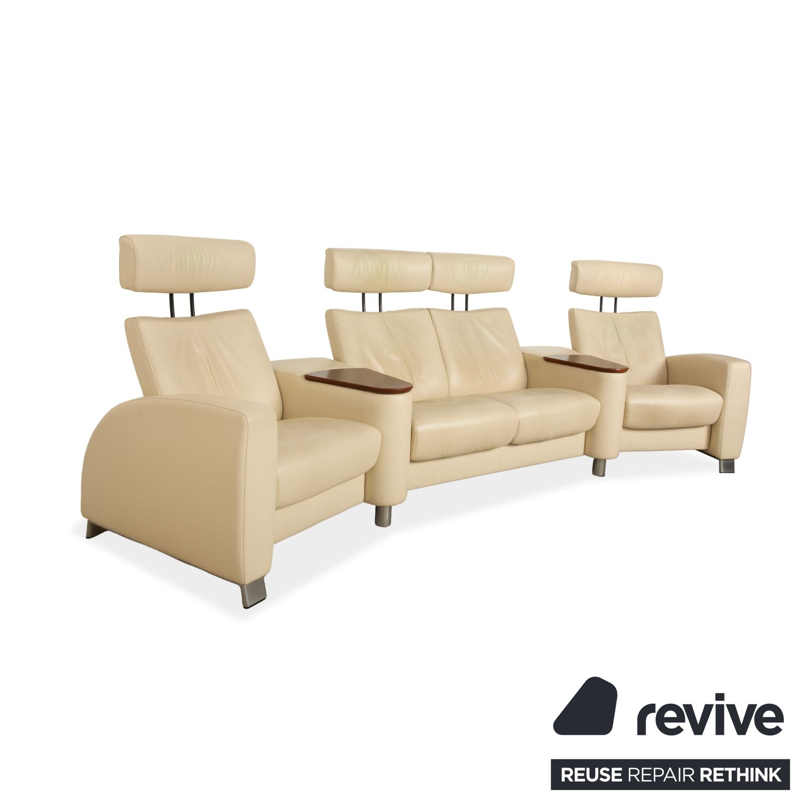 Canapé 4 places Stressless Arion en cuir crème, fonction manuelle photo Mobilier