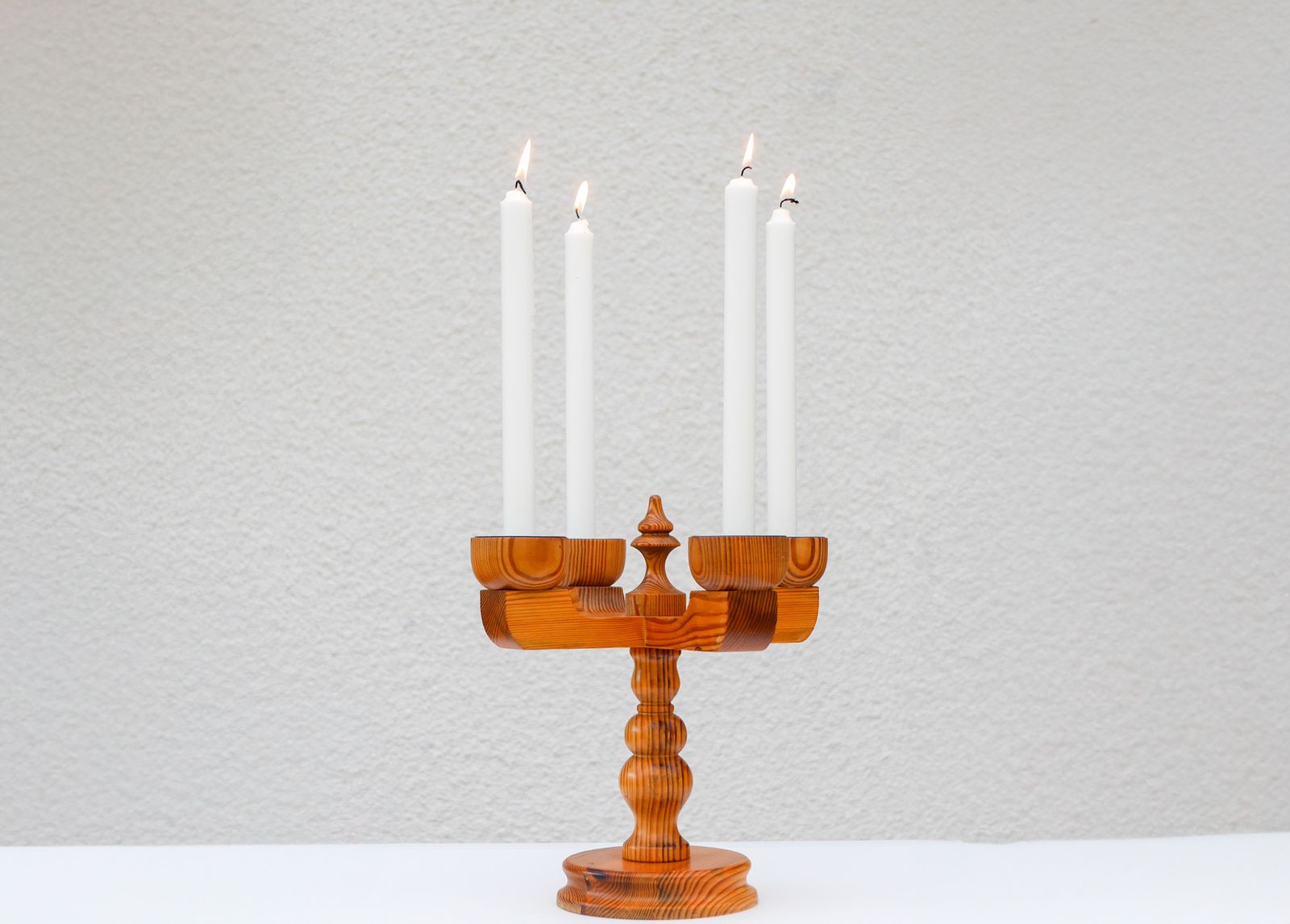 photo for sale Rustic Wooden Candleholder By Jan Johnsson For Smålandsslöjd, Sweden, 1975
