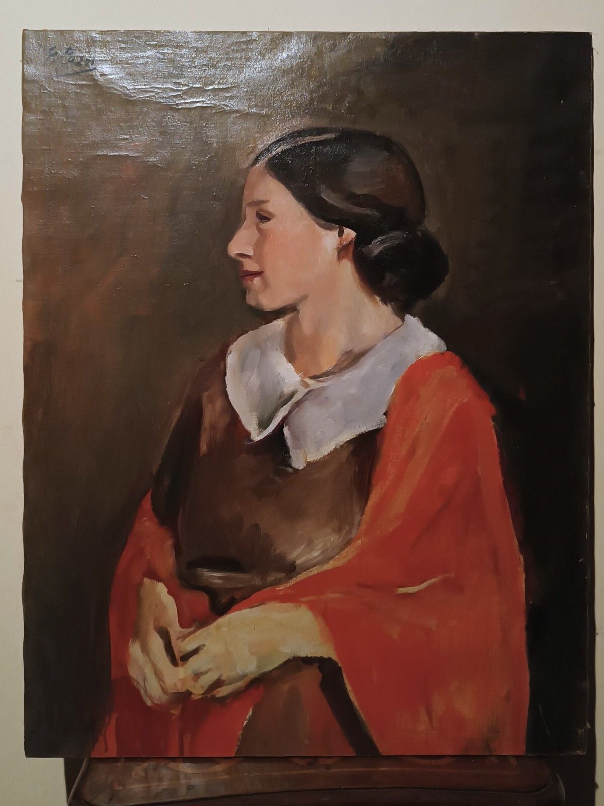 Antique Painting Female Portrait Oil On Canvas Ennio Pozzi (1893 1972)