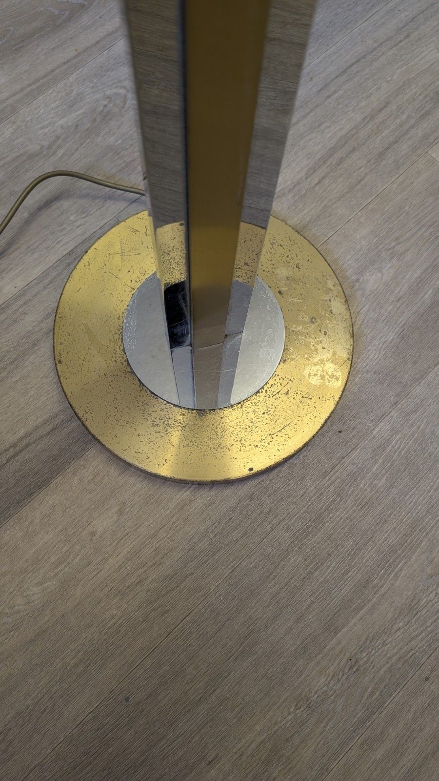 Italian Hollywood Regency Brass Chrome Gold Floor Light Zevi Rega Art Deco Rizzo photo vinterior