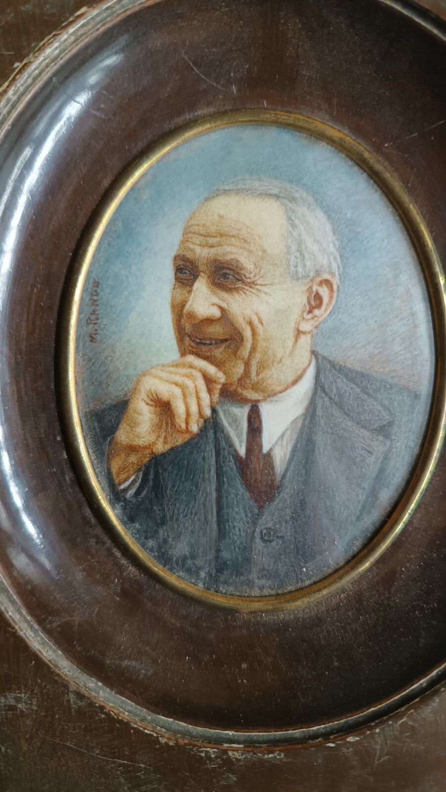 Three Painted Miniatures Portraits Italian School photo vintage