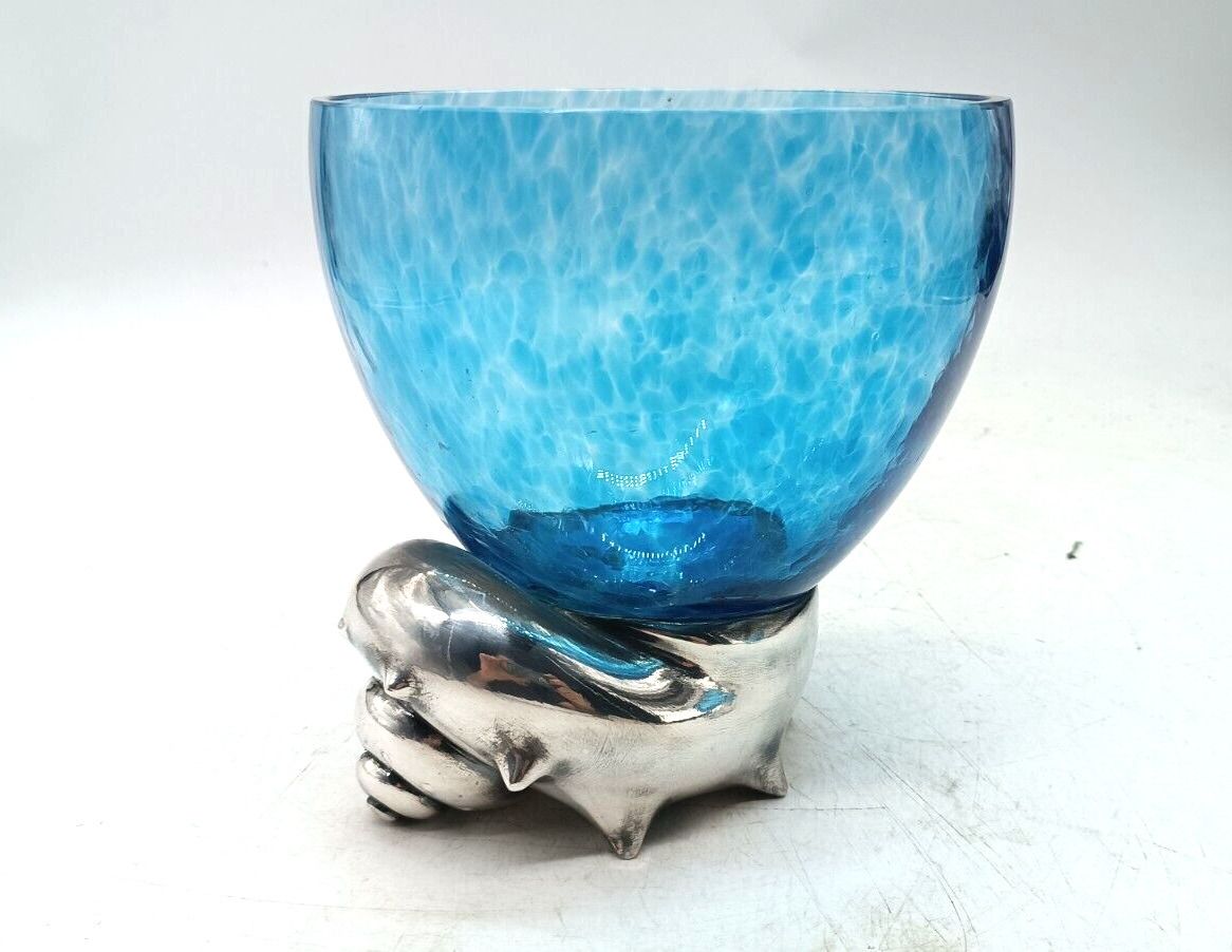 Large Rcr Glass Cup Glue Base Snail 925 Silver Carapelli & Enmiaries