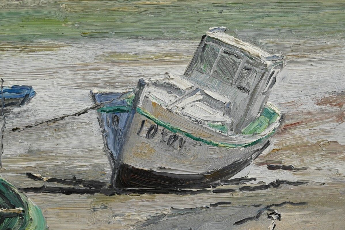 Painting “Boats At Low Tide” By Jp Guinegault – Part 2 Of The 20th Century photo buy