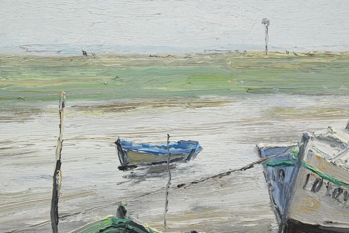 photo furniture Painting “Boats At Low Tide” By Jp Guinegault – Part 2 Of The 20th Century