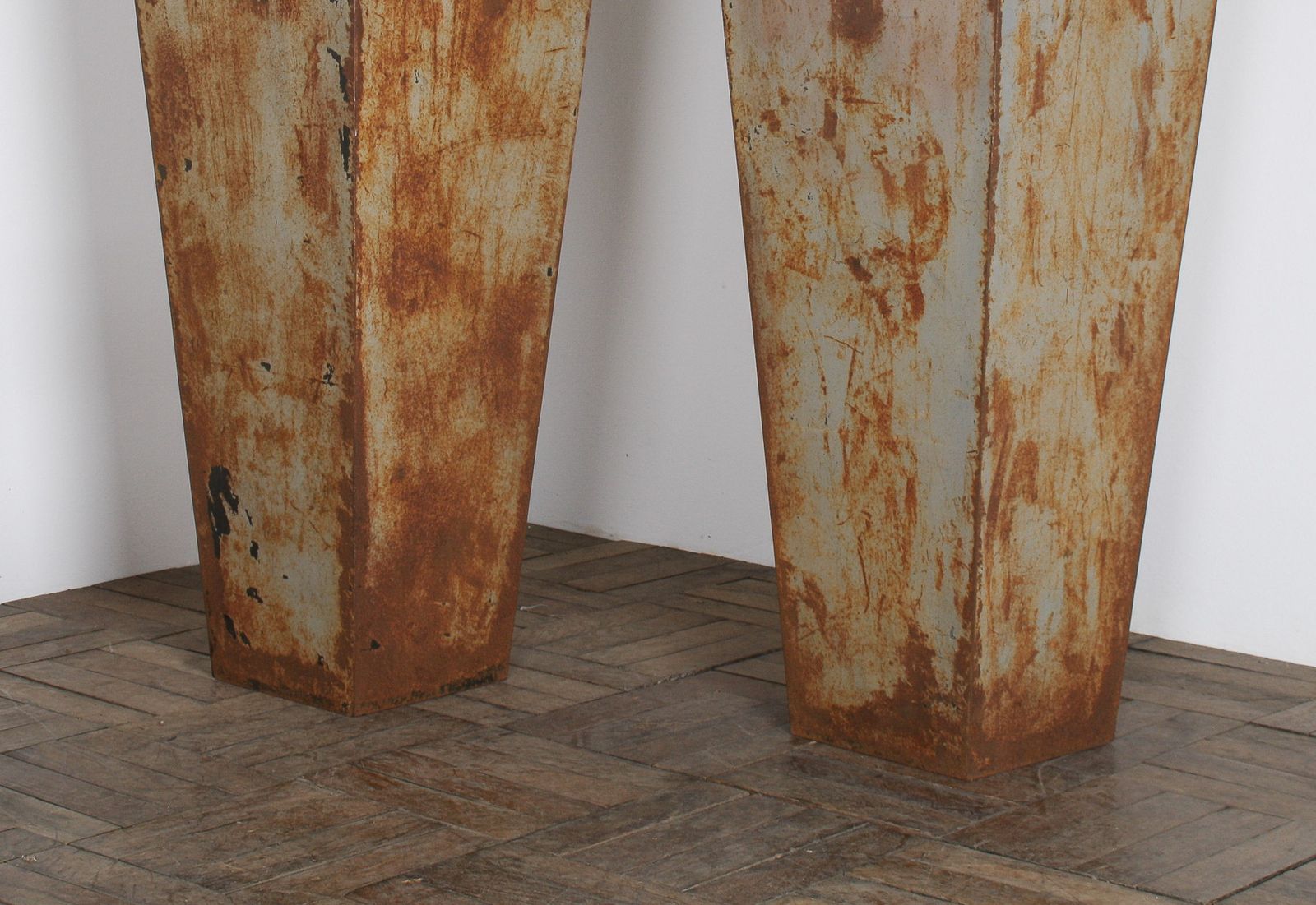 A Pair Of Brutalist Industrial Metal Plant Stands By Poggen Pohl photo Home Decor