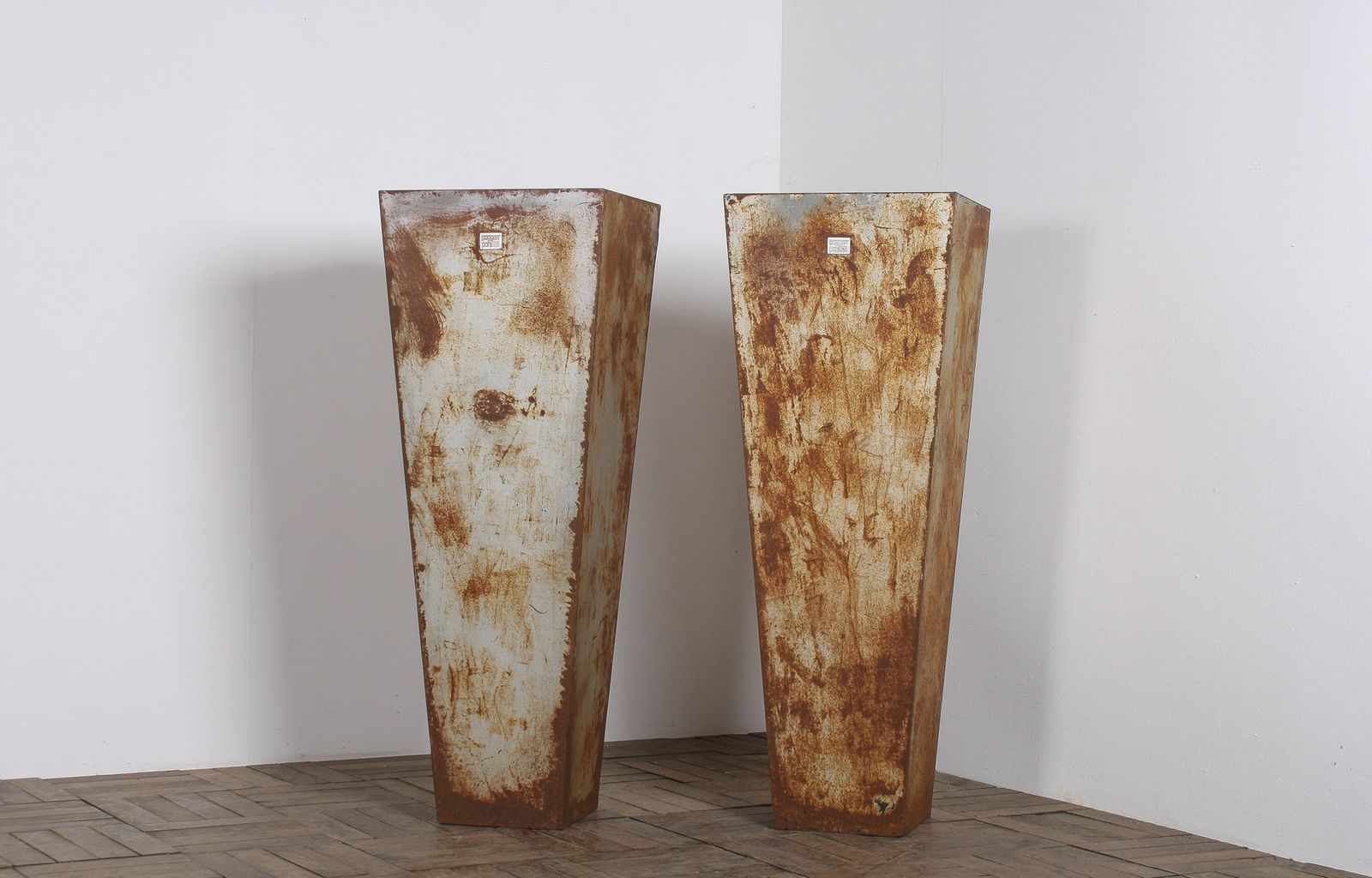 A Pair Of Brutalist Industrial Metal Plant Stands By Poggen Pohl photo buy