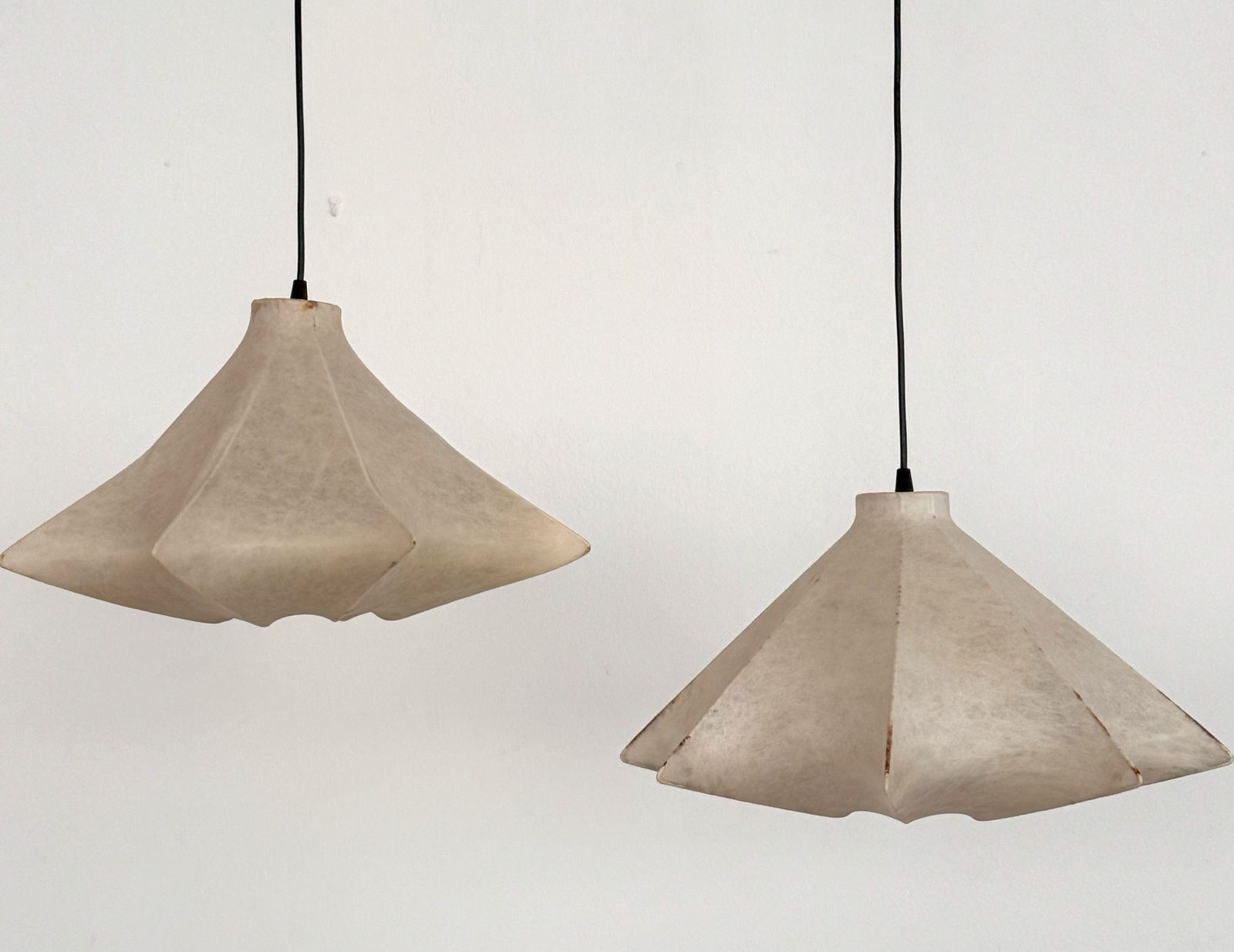 Pair Of Italian Cocoon Pendant Lights Original From The 1960s photo for sale