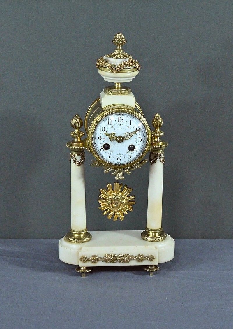 Home Decor Marble And Bronze Clock, Louis XVI Style, Mougin Clockworks, 1889 – Late 19th Century photo