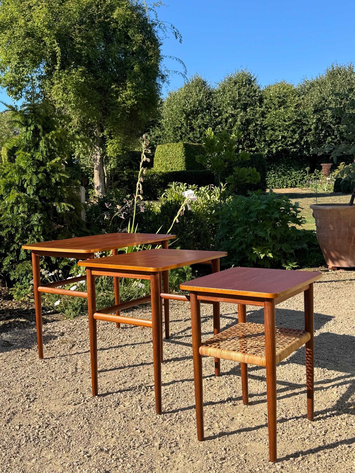 Mid Century Modern Teak Nesting Tables By Johannes Anderson For Silkeborg Danish Design 1960 photo 600.0