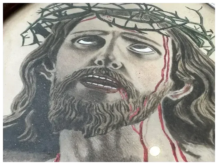 Art Antique French Watercolour Jesus On The Cross photo