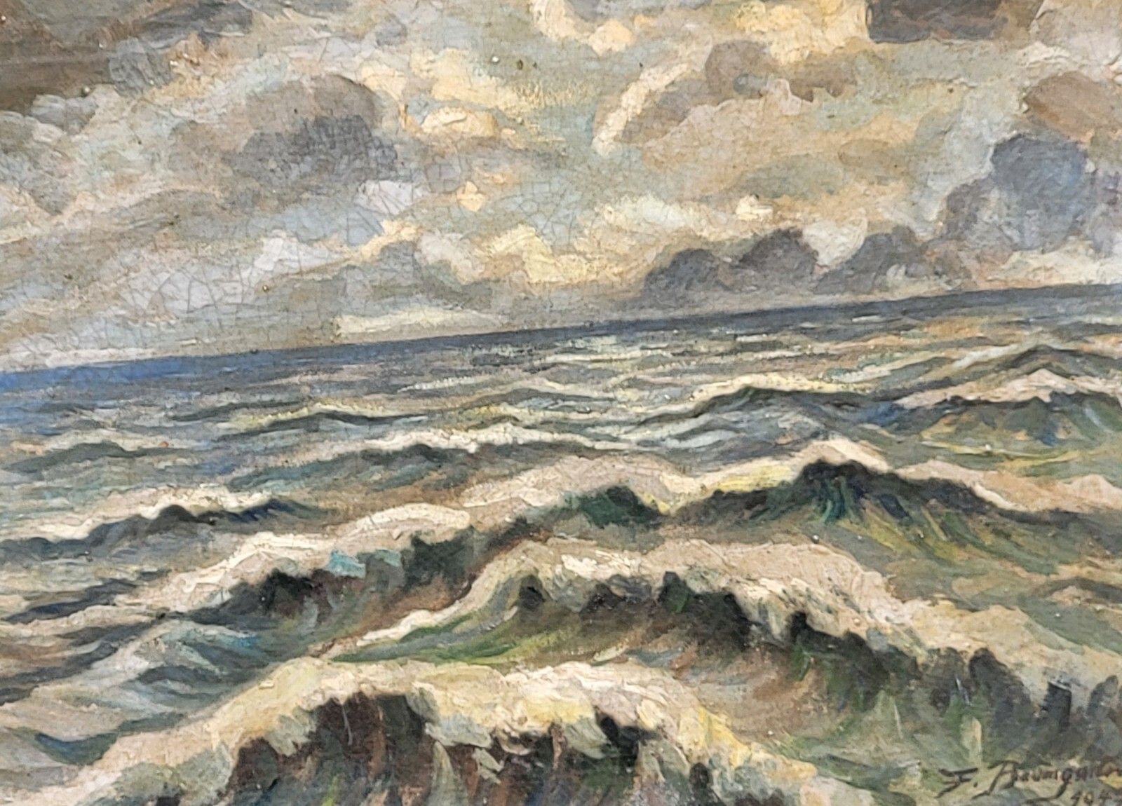 Signed Painting Sea Landscape Oil Painting On Canvas photo vinterior
