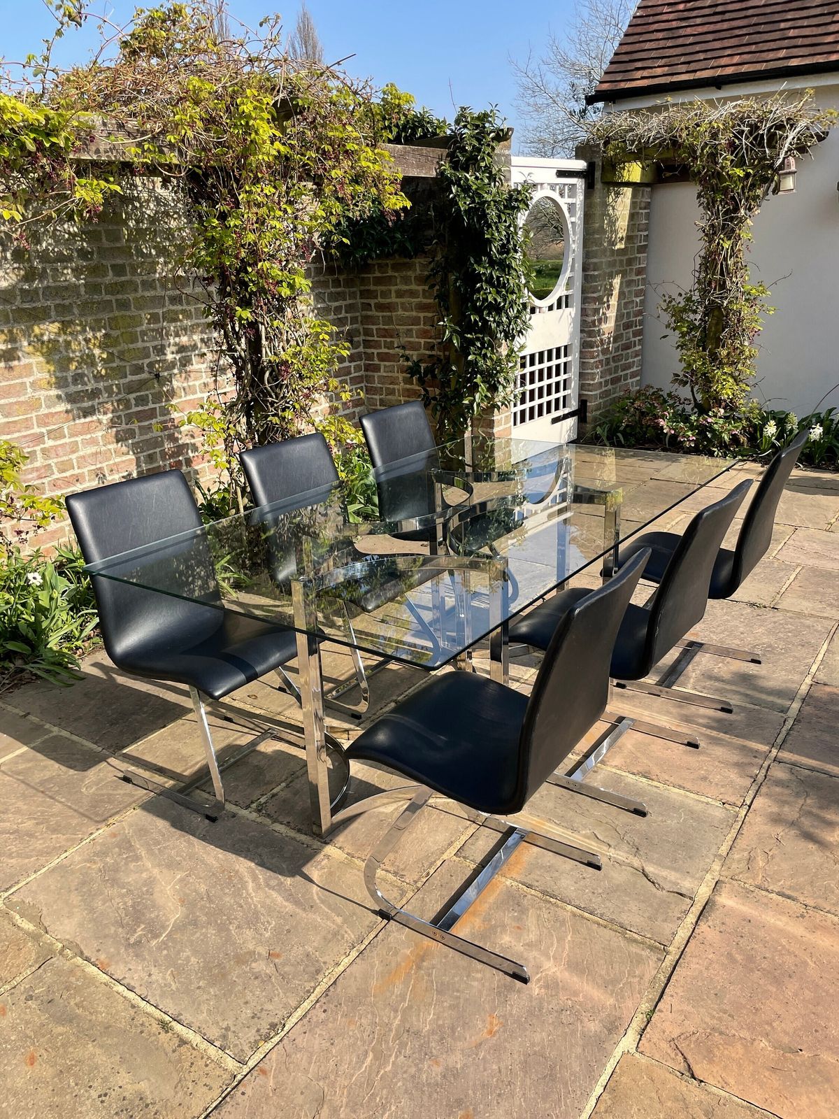 Merrow Associates Glass Topped Dining Table Mid Century Modern 1970's photo for sale