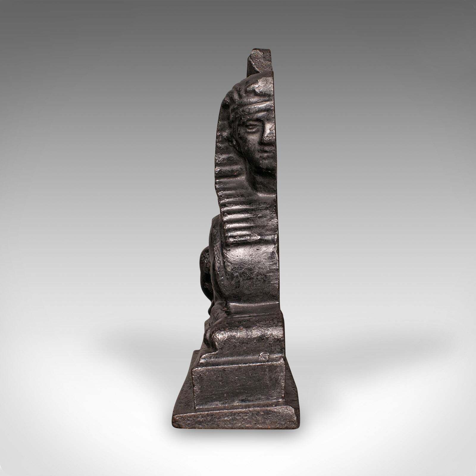 Antique Egyptian Revival Doorstop, English Cast Iron Sphinx, Regency, Circa 1830 photo Home Fixtures