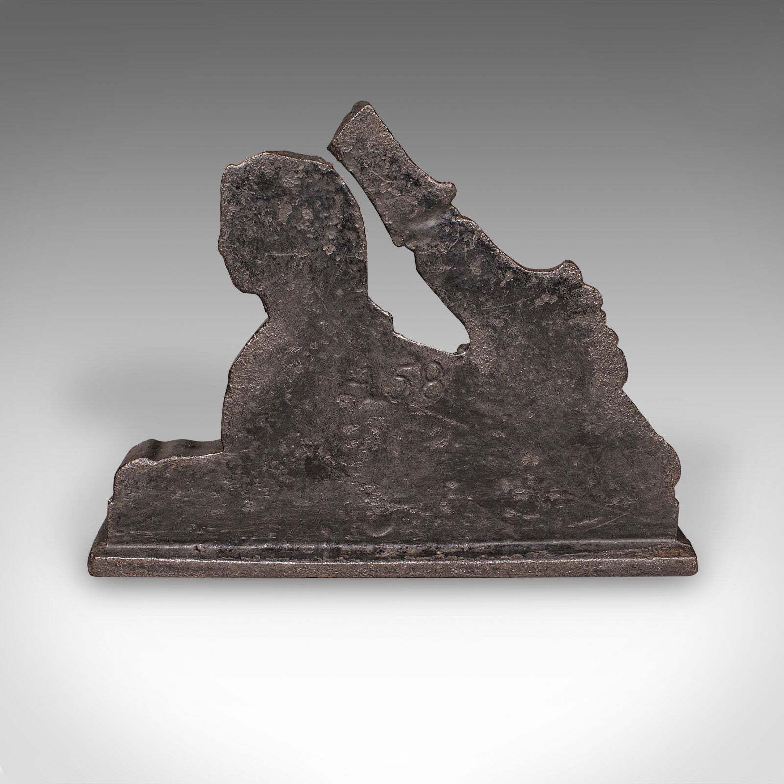 Antique Egyptian Revival Doorstop, English Cast Iron Sphinx, Regency, Circa 1830 photo 496.0