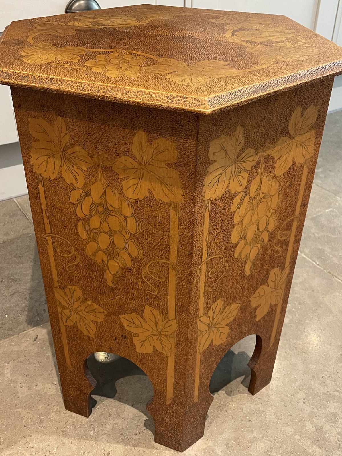 Antique Poker Work Wine Cooler / Side Table