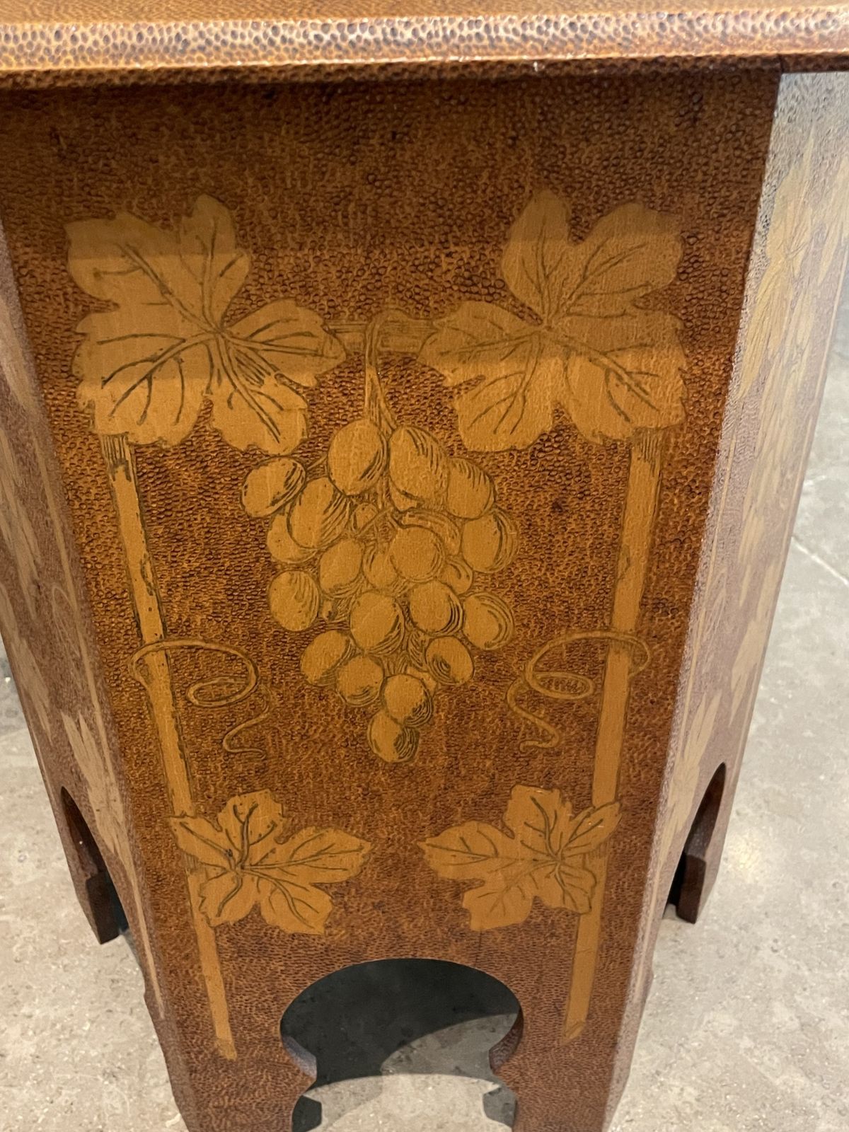 Antique Poker Work Wine Cooler / Side Table photo for sale