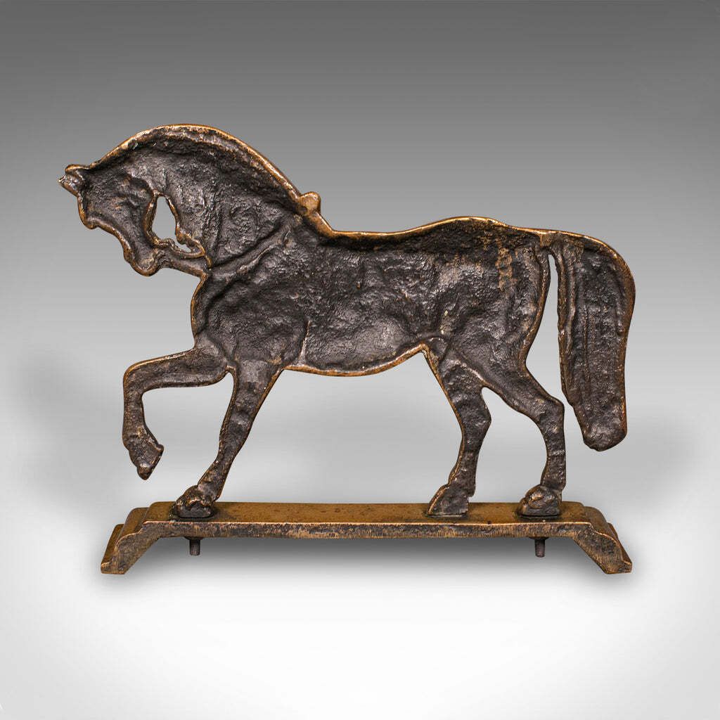 Antique Horse Doorstop, English, Brass, Equine Door Keeper, Victorian, C.1880 photo 485.0