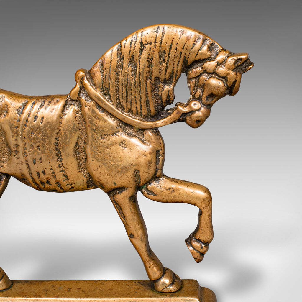 Antique Horse Doorstop, English, Brass, Equine Door Keeper, Victorian, C.1880 photo vintage
